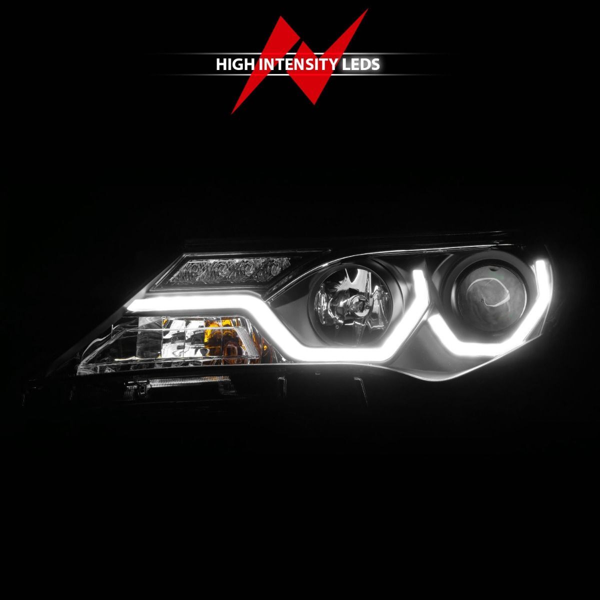 2013-2015 Toyota RAV4 Anzo Projector Headlights W/ Plank Style Design Black