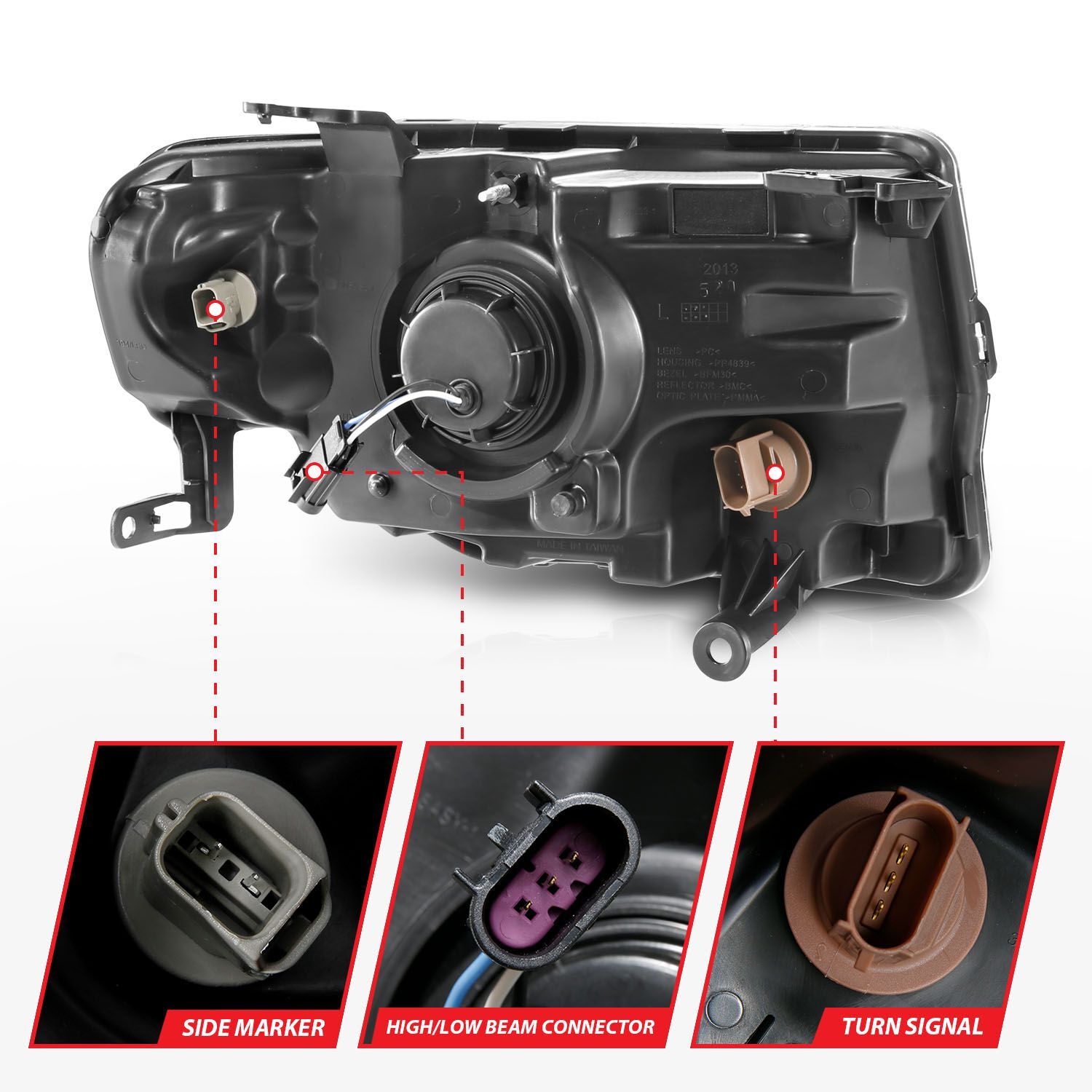 2008-2012 Ford Escape Anzo Projector Headlights W/ Halo Black