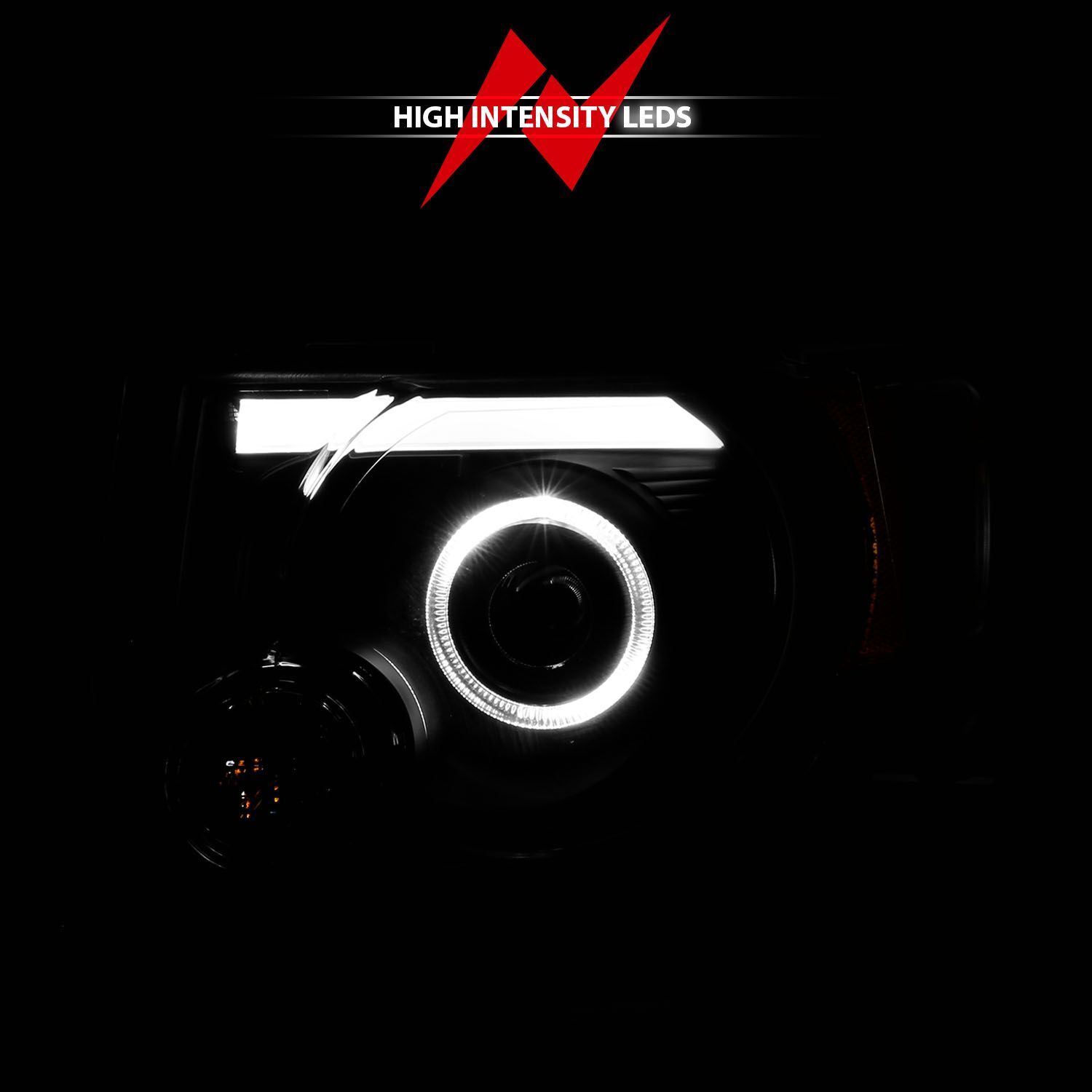 2008-2012 Ford Escape Anzo Projector Headlights W/ Halo Black