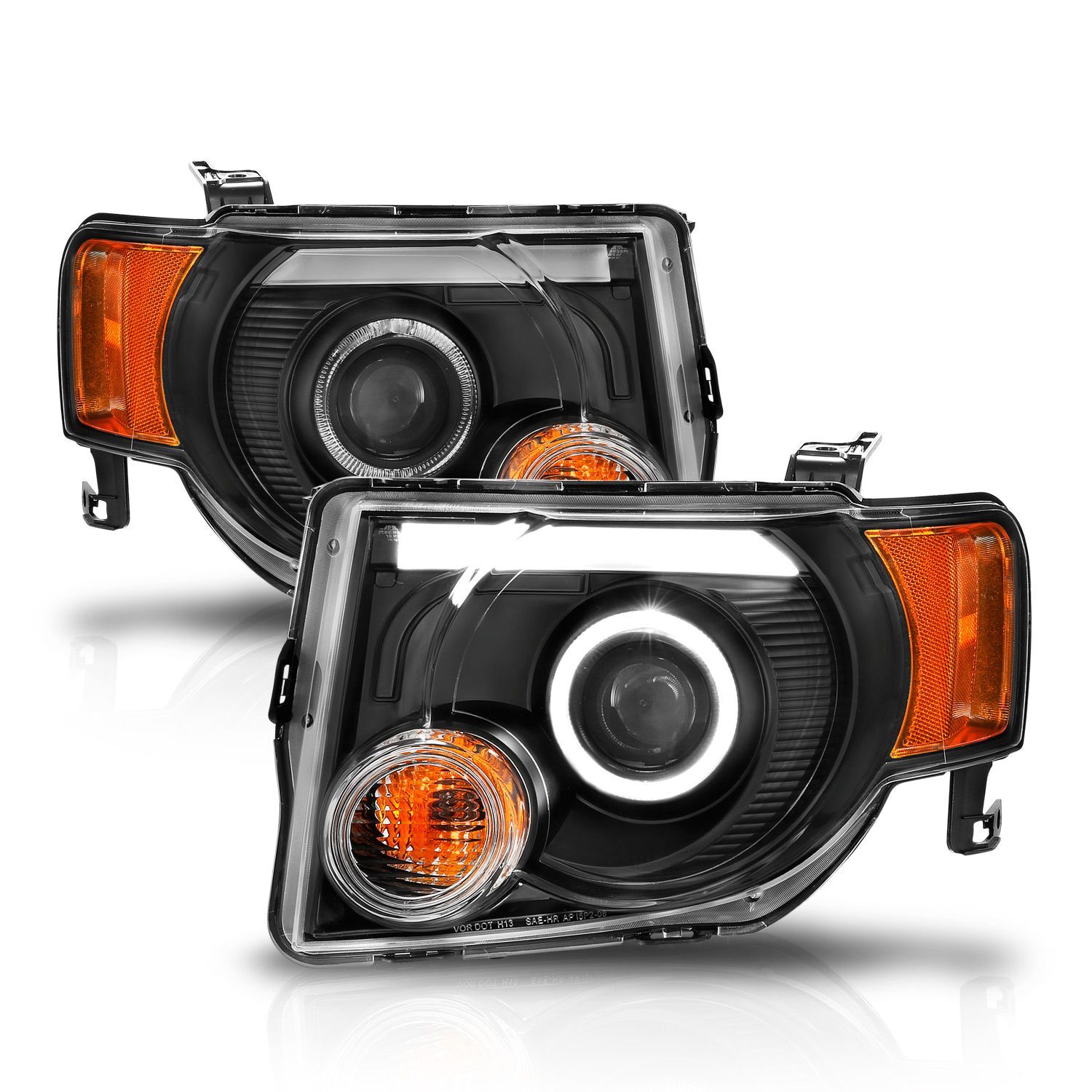 2008-2012 Ford Escape Anzo Projector Headlights W/ Halo Black - 111355