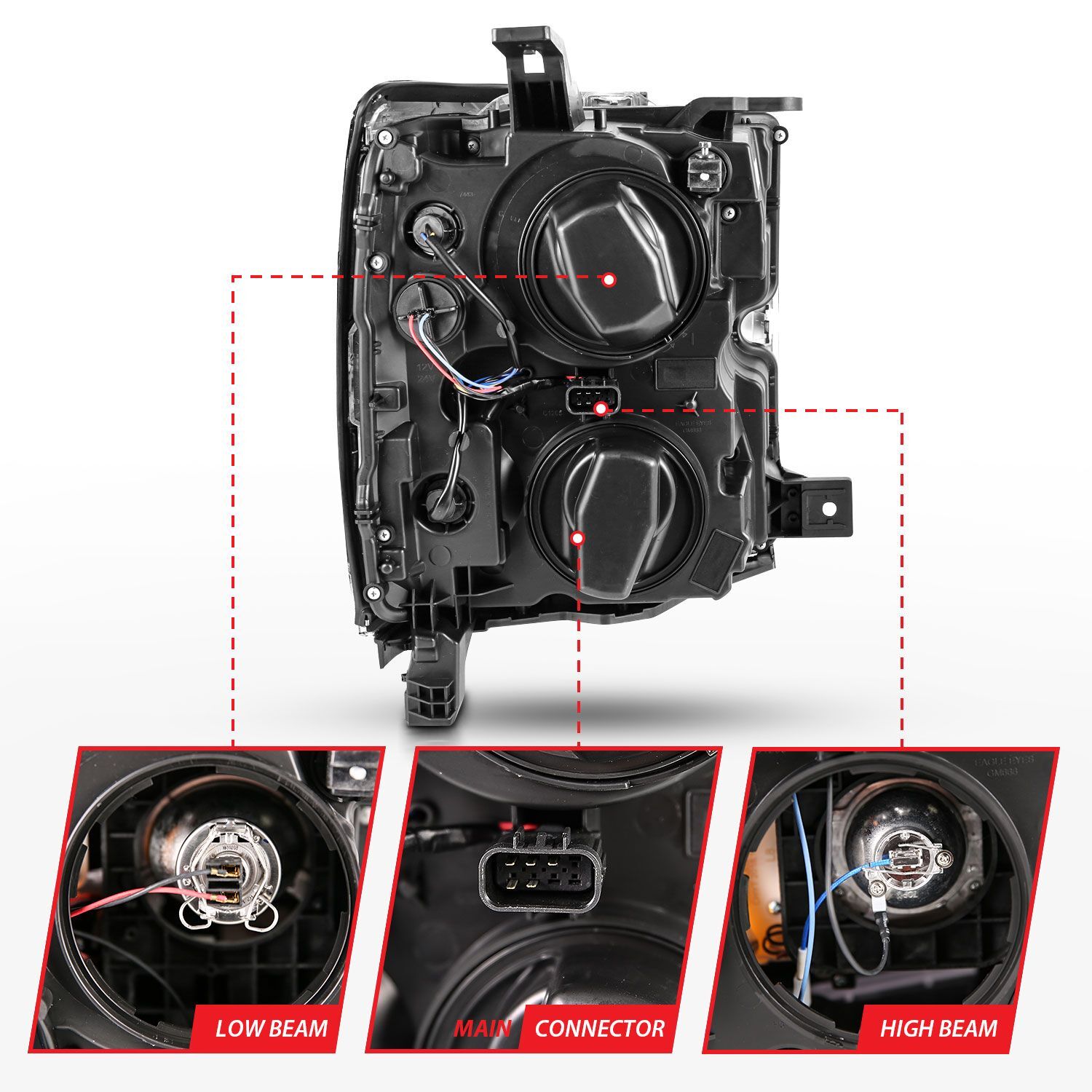 2015-2019 Chevrolet Silverado 2500 HD/Silverado 3500 HD Anzo Projector Headlights W/ Plank Style Design Black W/ Amber