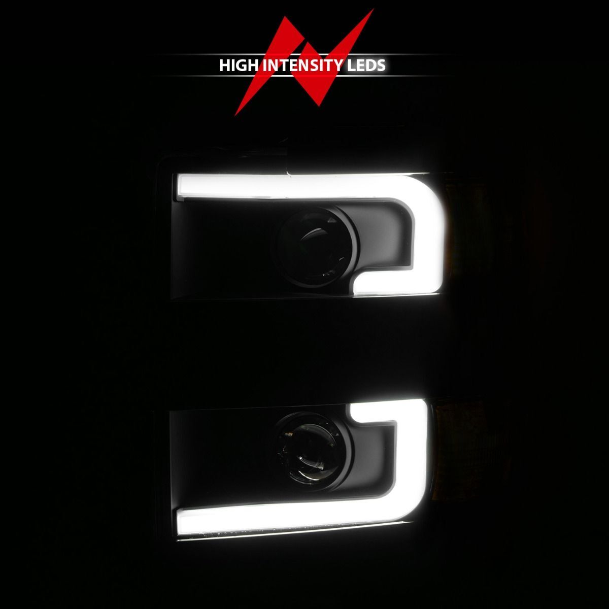 2015-2019 Chevrolet Silverado 2500 HD/Silverado 3500 HD Anzo Projector Headlights W/ Plank Style Design Black W/ Amber