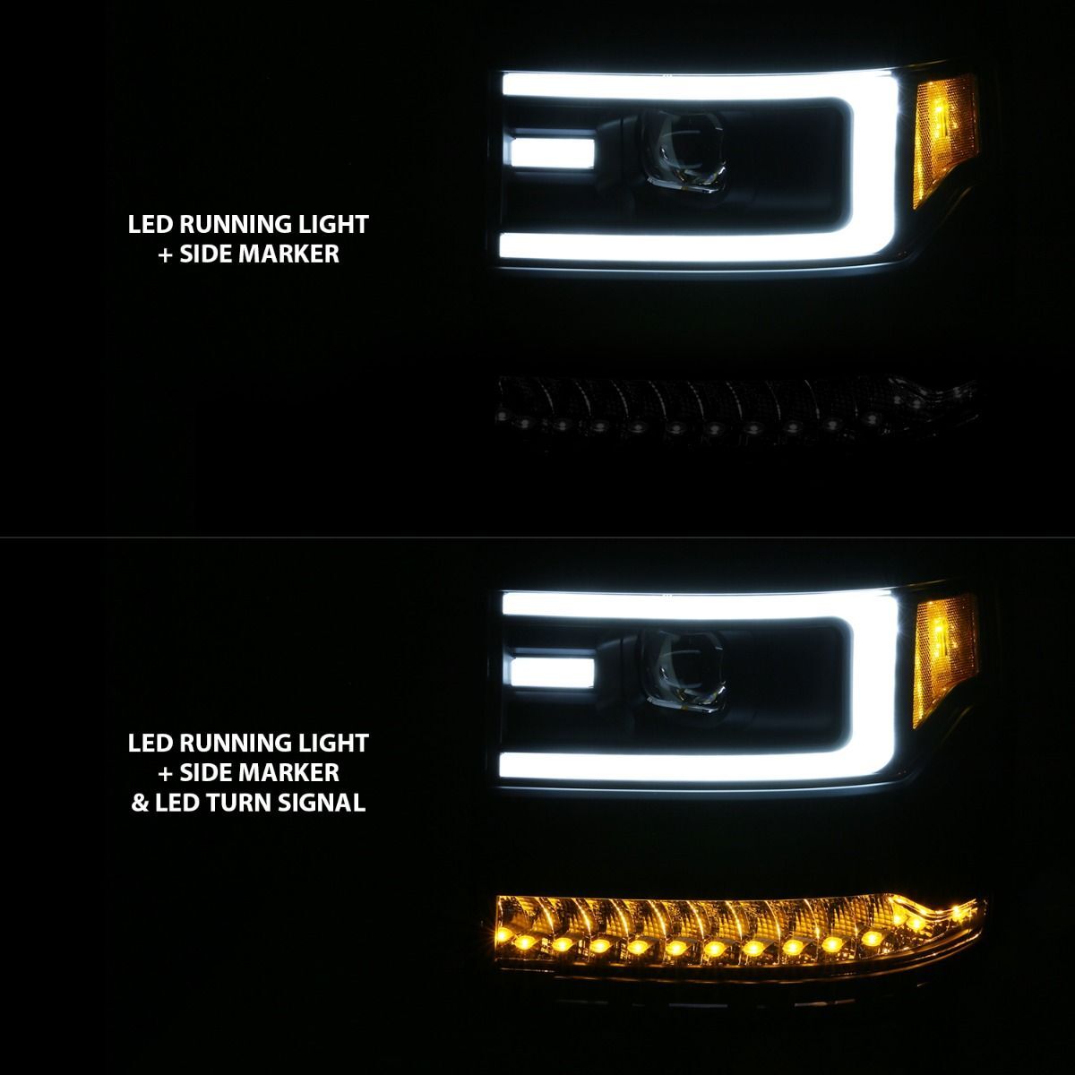 2016-2018 Chevrolet Silverado 1500 Anzo Projector Headlights W/ Plank Style Design Chrome W/ Amber (Hid Type) (Without Hid Kit)