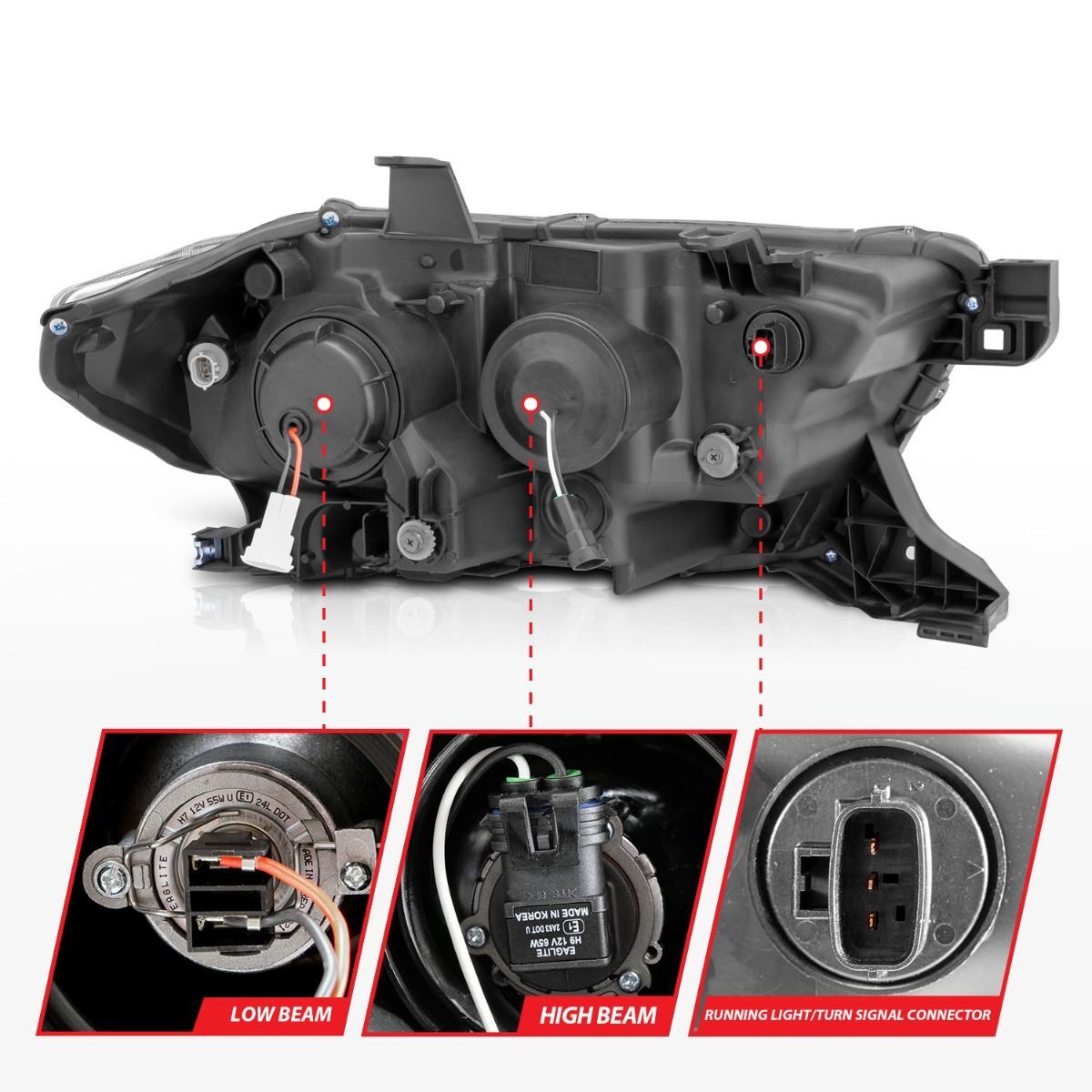 2016-2023 Toyota Tacoma Anzo Projector Headlights W/ Plank Style Design Black W/ Amber