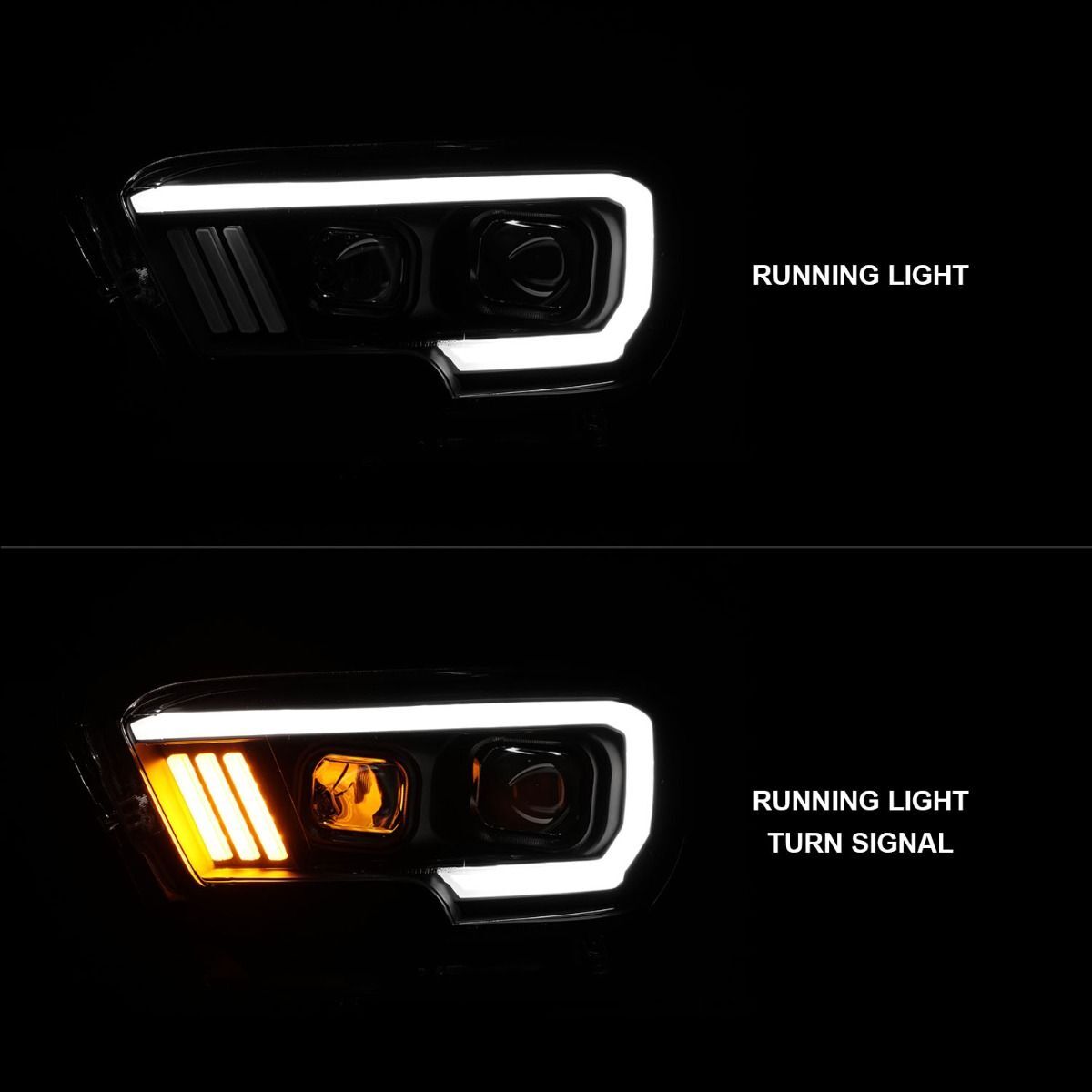 2016-2023 Toyota Tacoma Anzo Projector Headlights W/ Plank Style Design Black W/ Amber