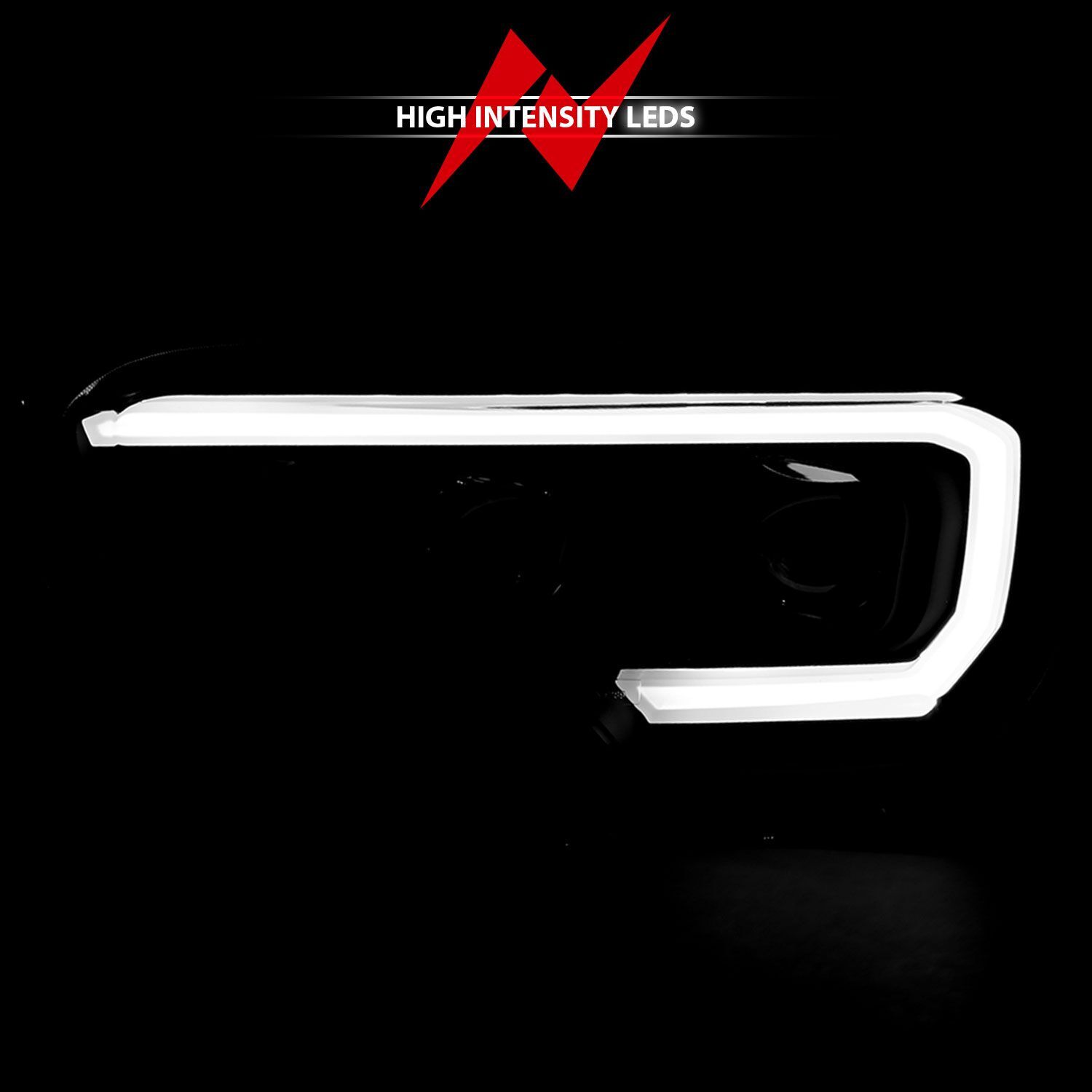 2016-2023 Toyota Tacoma Anzo Projector Headlights W/ Plank Style Design Black/Amber W/ DRL