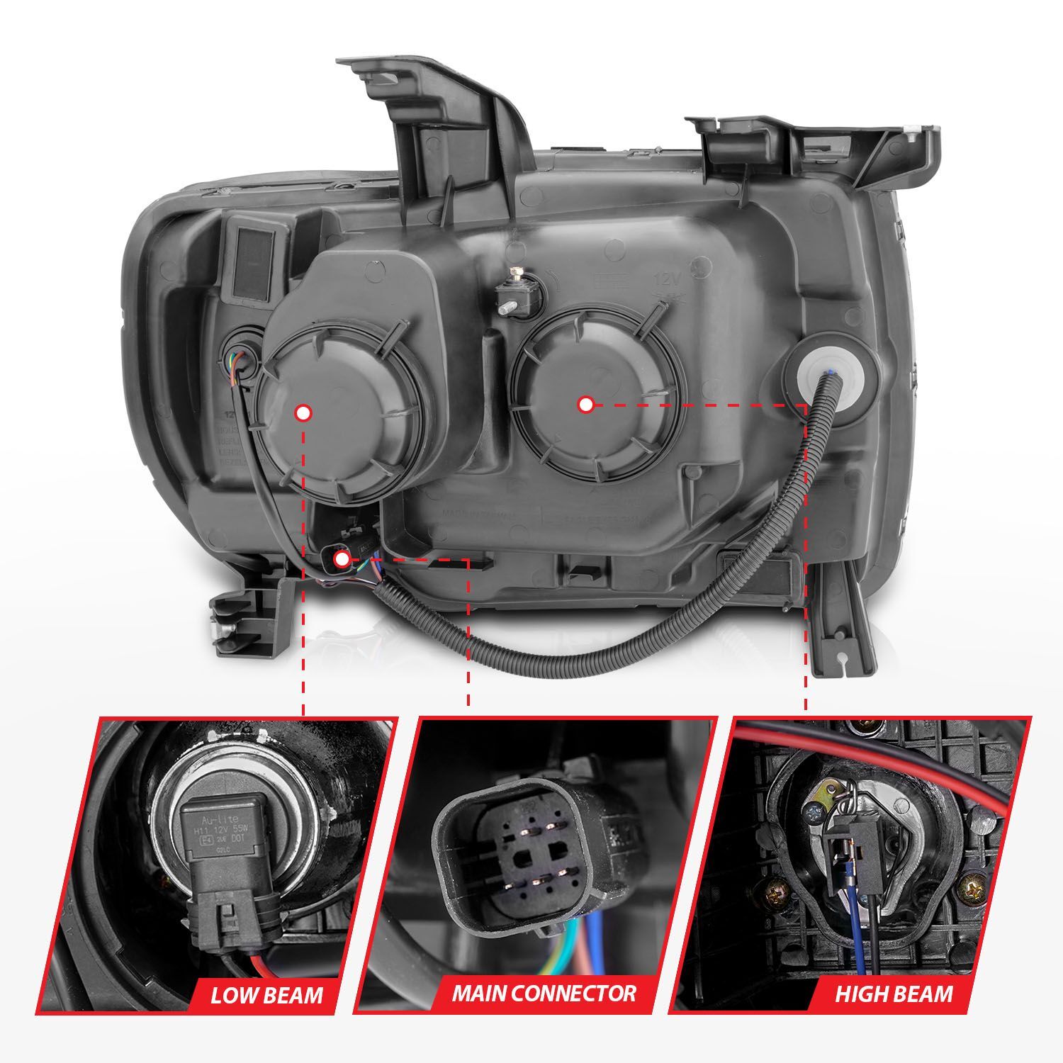 2015-2019 GMC Canyon Anzo Projector Headlights W/ Plank Style Design Black W/ Amber