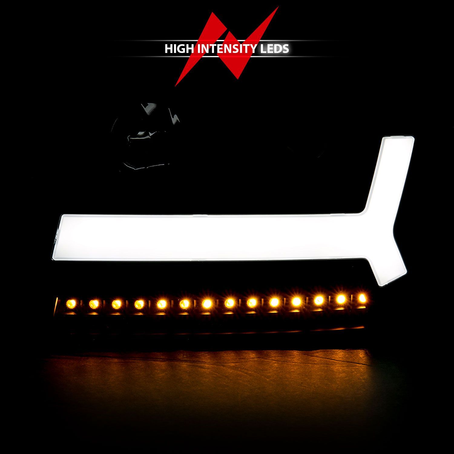 2006-2009 Chevrolet Trailblazer LT Anzo Projector Headlights W/ Plank Style Design Black W/ Amber