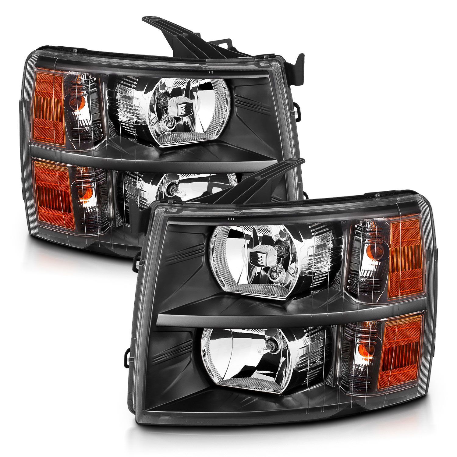 2007-2013 Chevrolet Silverado Anzo Crystal Headlights Black - 111393