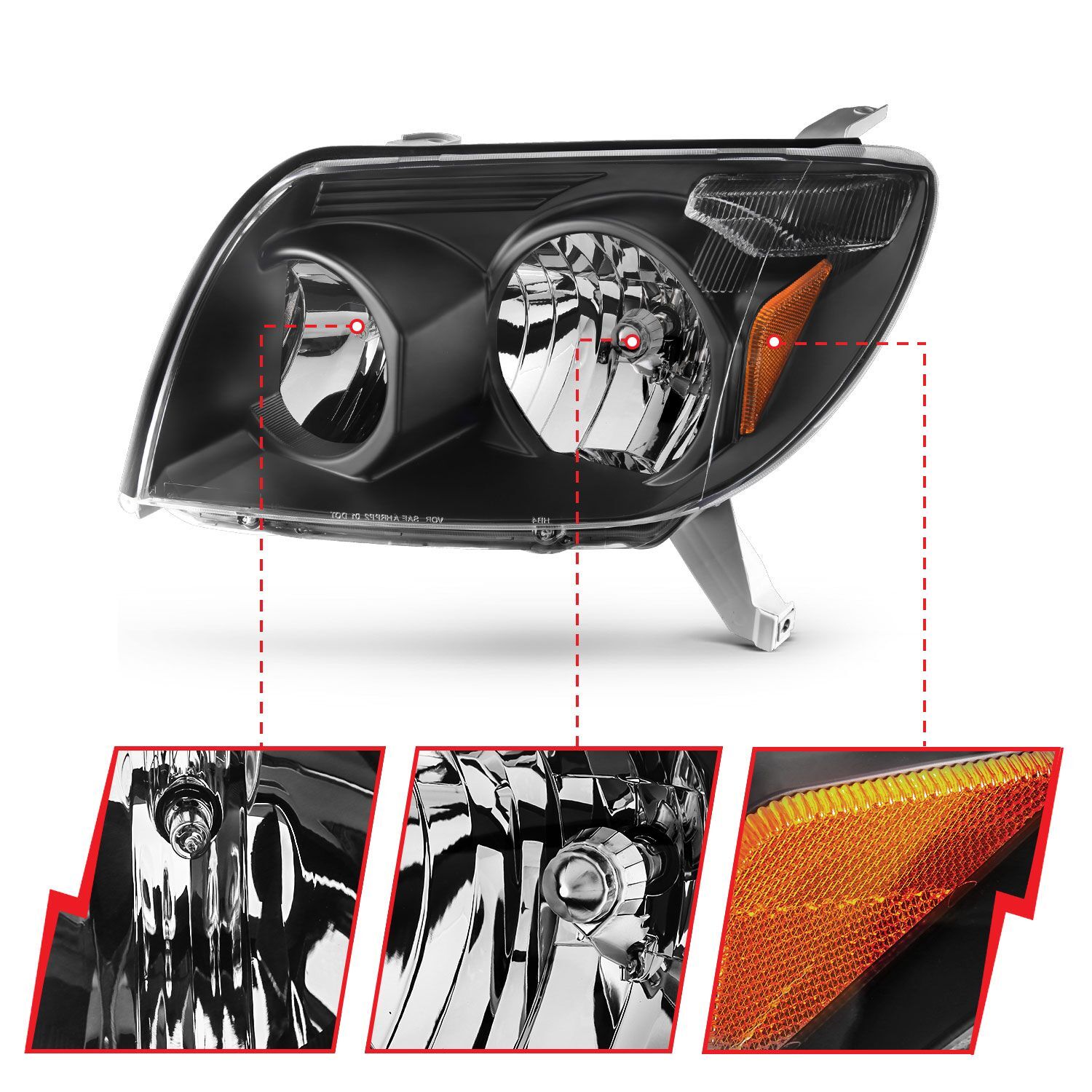 2003-2005 Toyota 4Runner Anzo Crystal Headlights Black