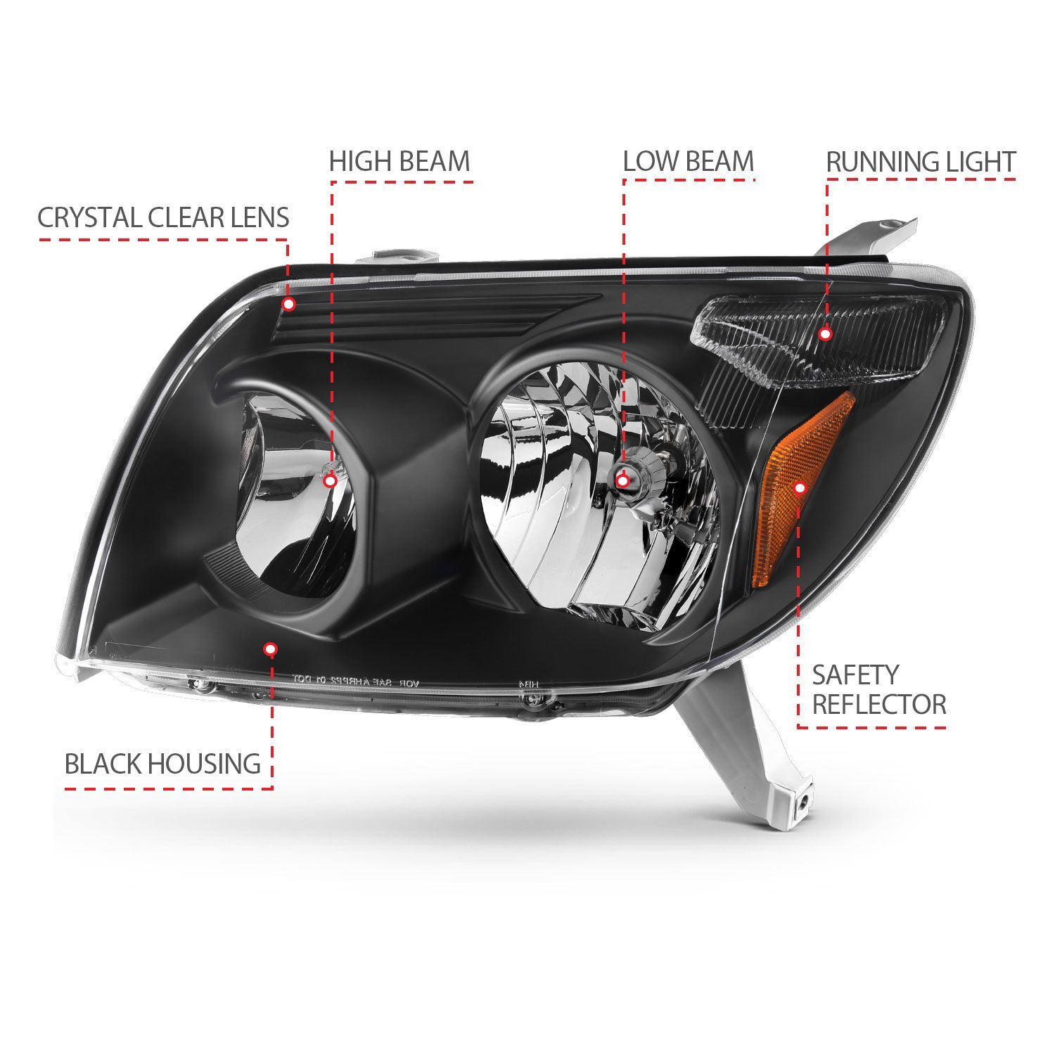 2003-2005 Toyota 4Runner Anzo Crystal Headlights Black