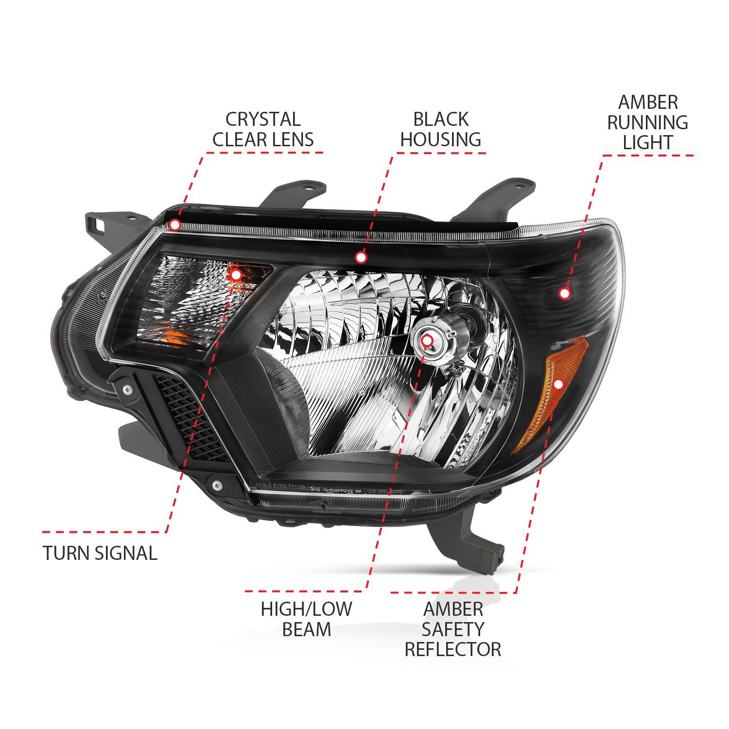 2012-2015 Toyota Tacoma Anzo Crystal Headlights Black