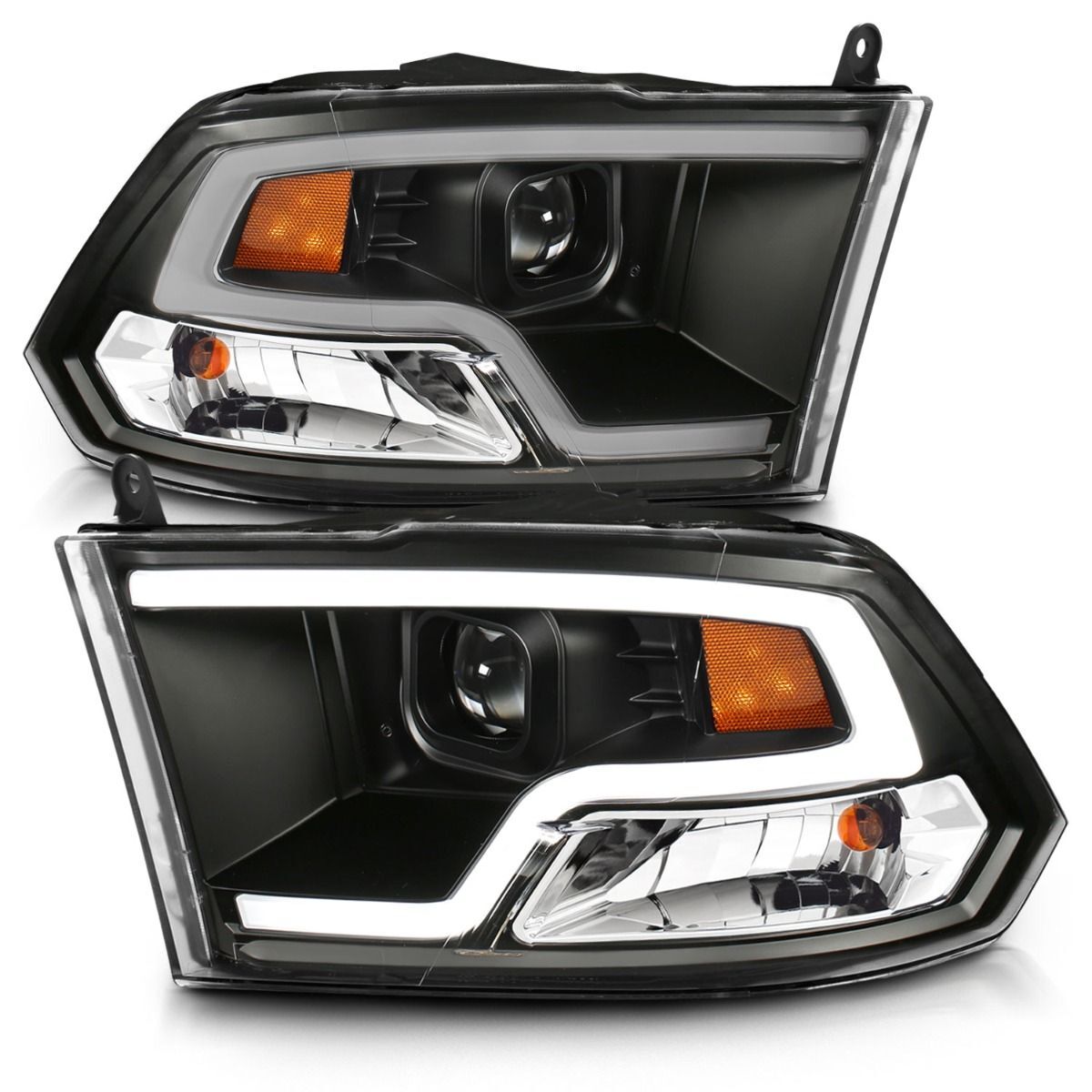 2009-2018 Dodge Ram 1500/2500/3500 Anzo Projector Headlights Plank Style Design Black