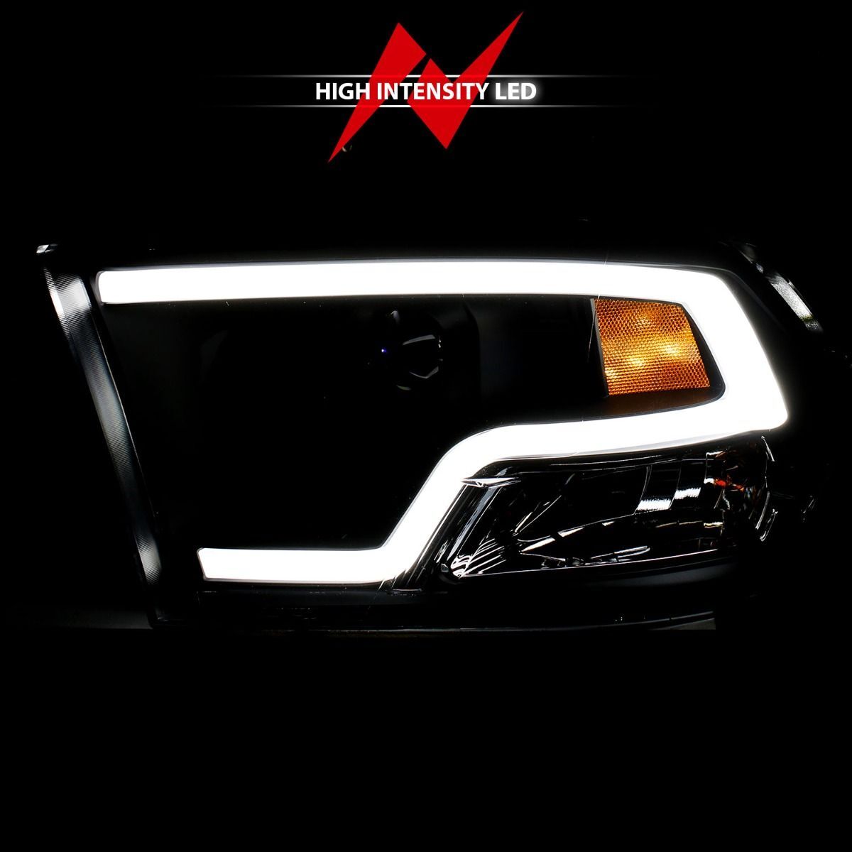2009-2018 Dodge Ram 1500/2500/3500 Anzo Projector Headlights Plank Style Design Black
