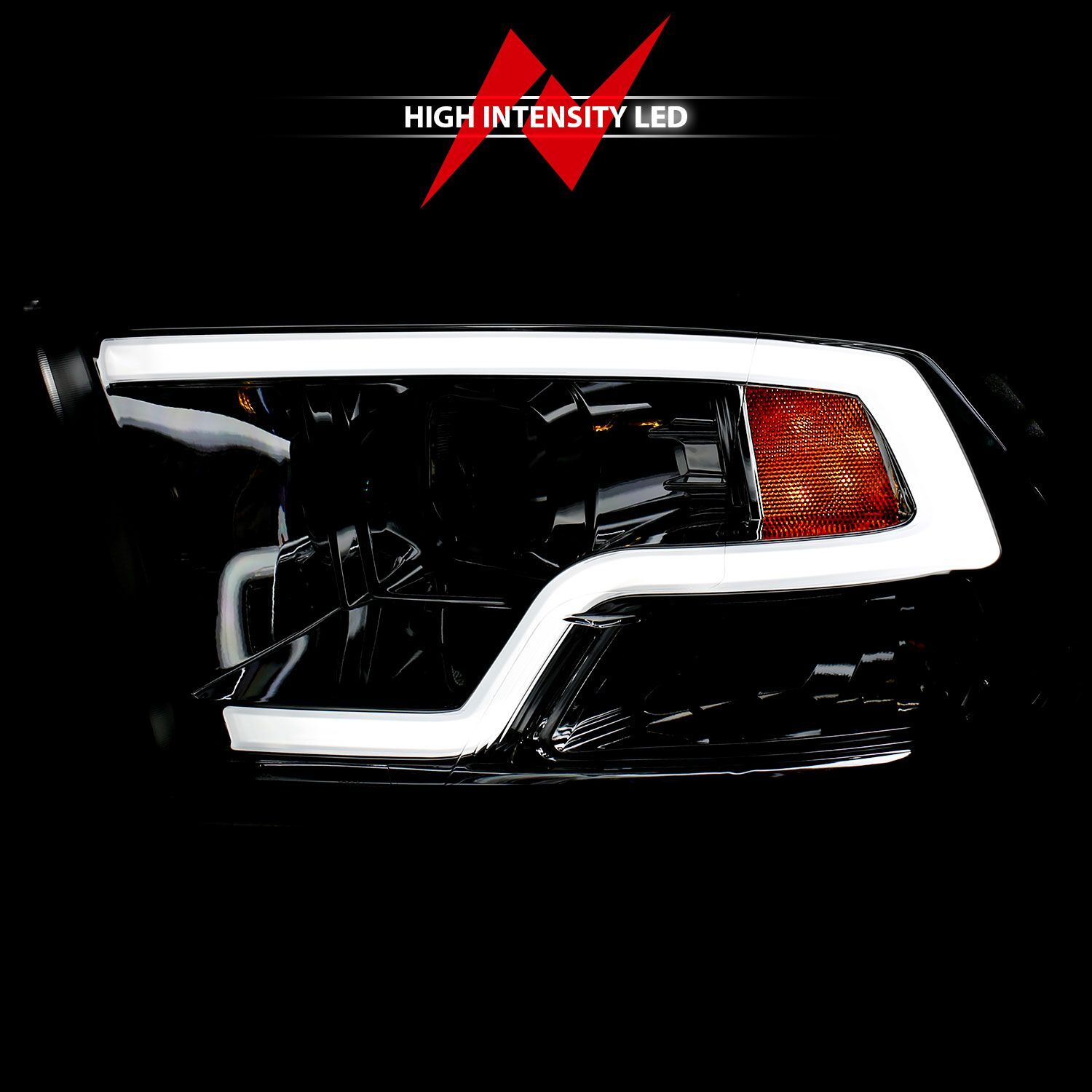 2009-2018 Dodge Ram 1500/2500/3500 Anzo Projector Headlights Plank Style Design Chrome