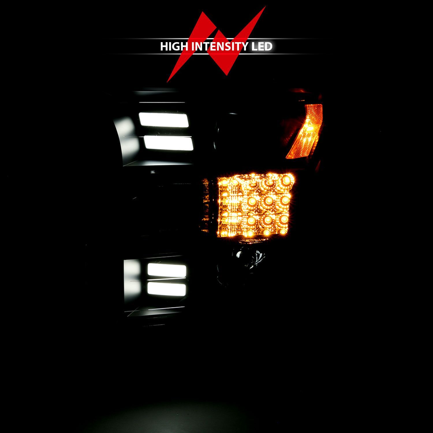 2015-2017 Ford F-150 Anzo Projector Headlights W/ Plank Style Design Black W/ Amber Sequential Turn Signal