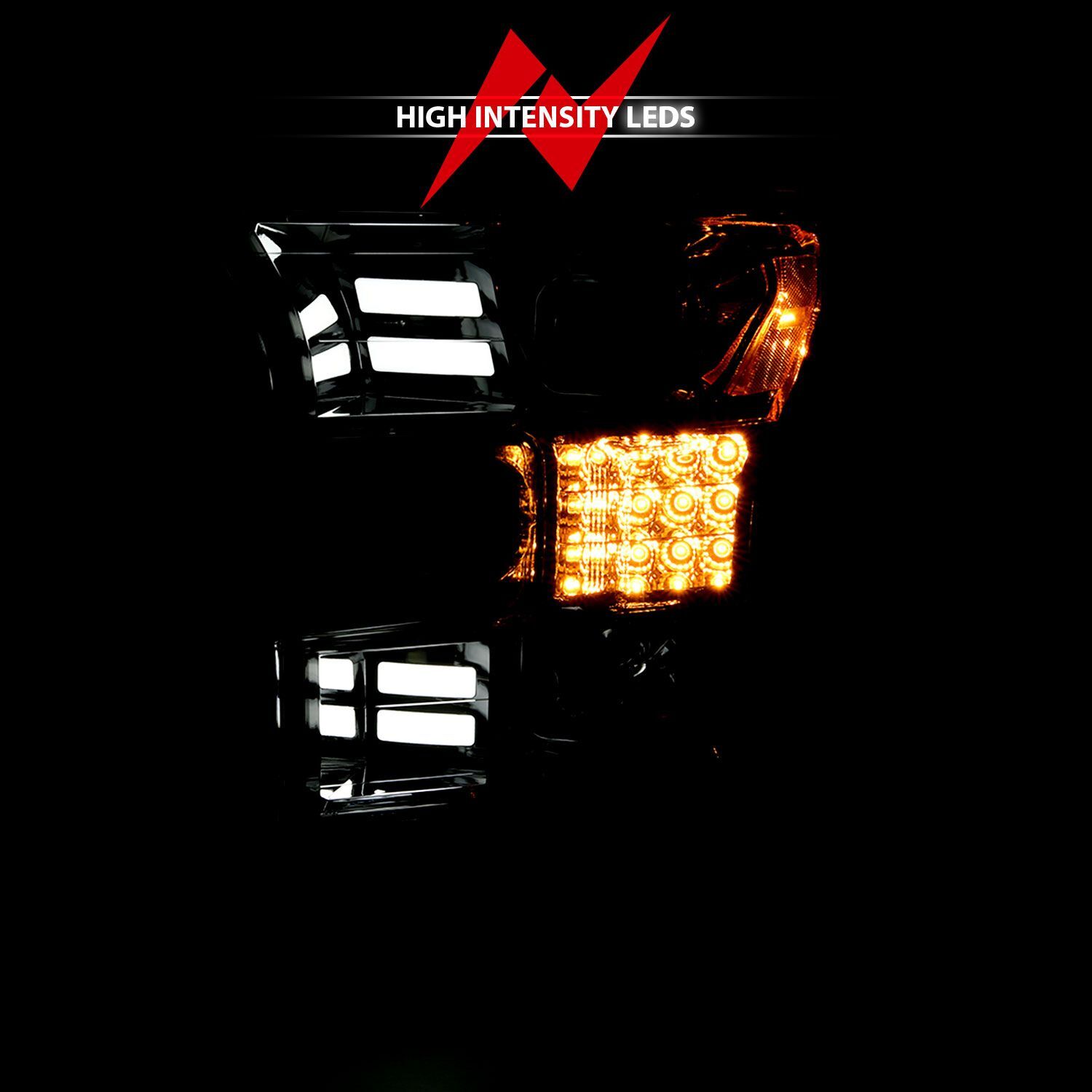 2015-2017 Ford F-150 Anzo Projector Headlights W/ Plank Style Design Chrome W/ Amber Sequential Turn Signal