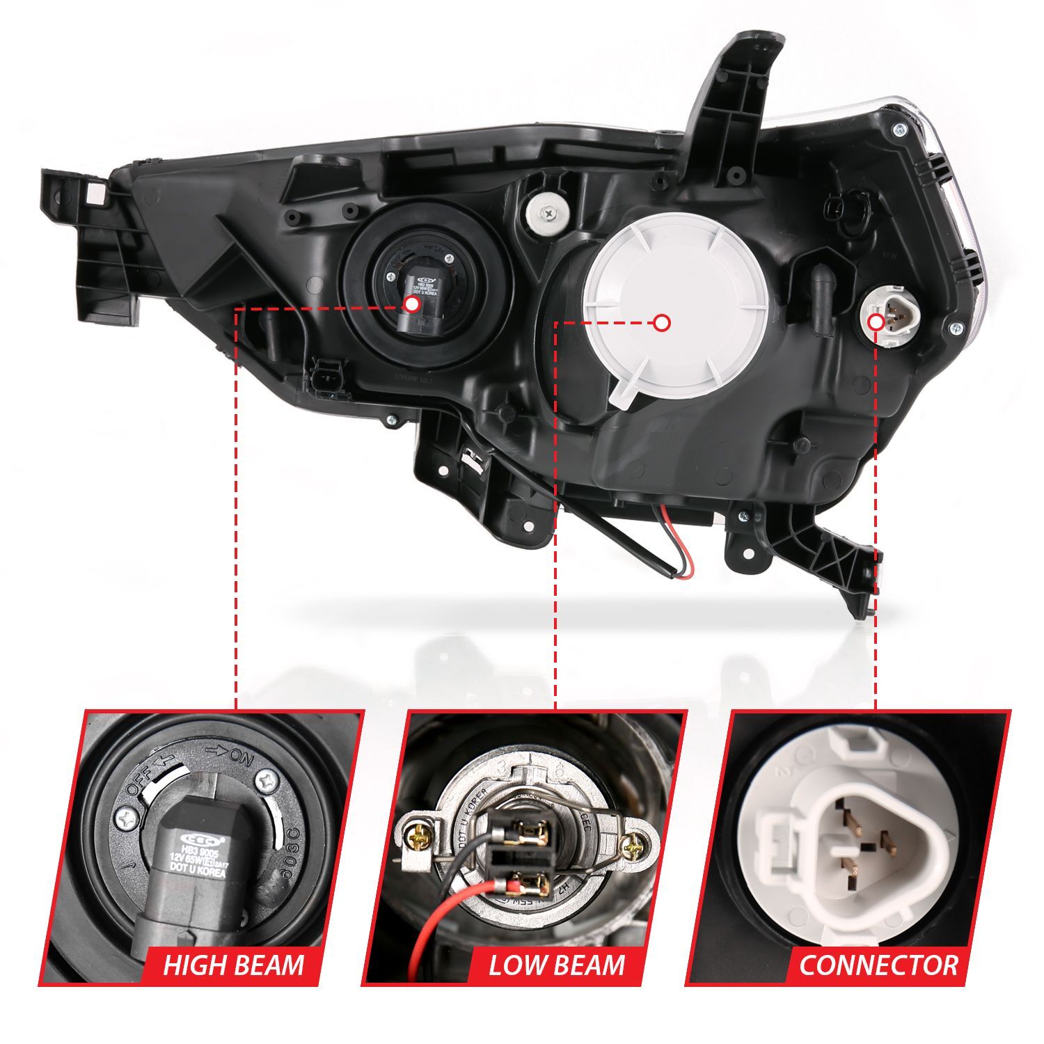 2014-2023 Toyota 4Runner Anzo Projector Headlights W/ Plank Style Switchback Black W/ Amber