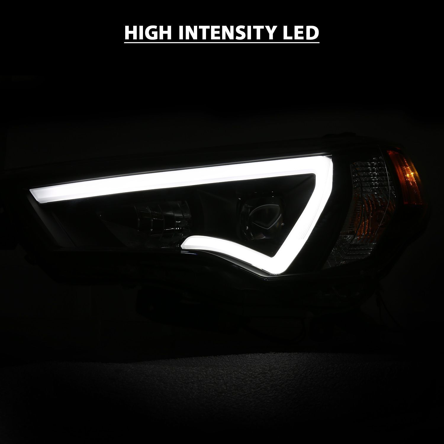 2014-2023 Toyota 4Runner Anzo Projector Headlights W/ Plank Style Switchback Black W/ Amber