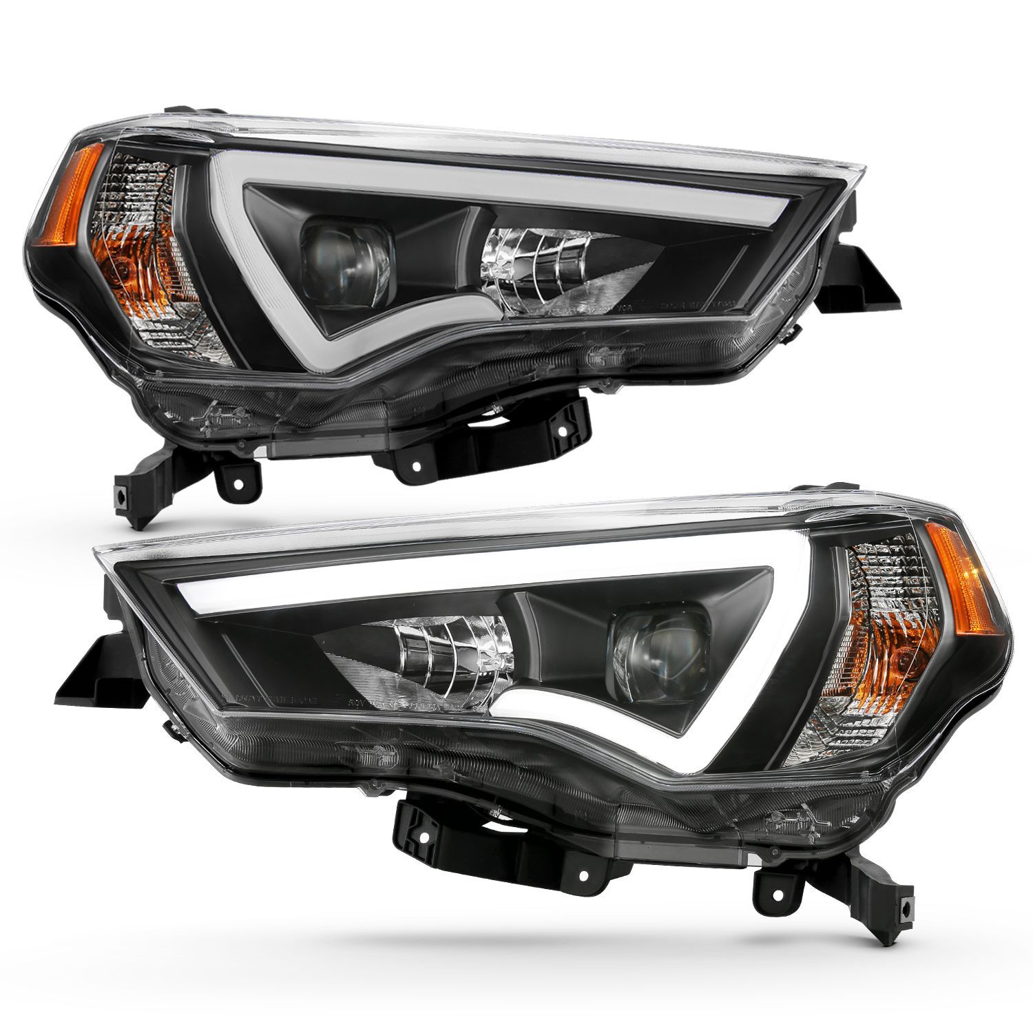 2014-2023 Toyota 4Runner Anzo Projector Headlights W/ Plank Style Switchback Black W/ Amber - 111416