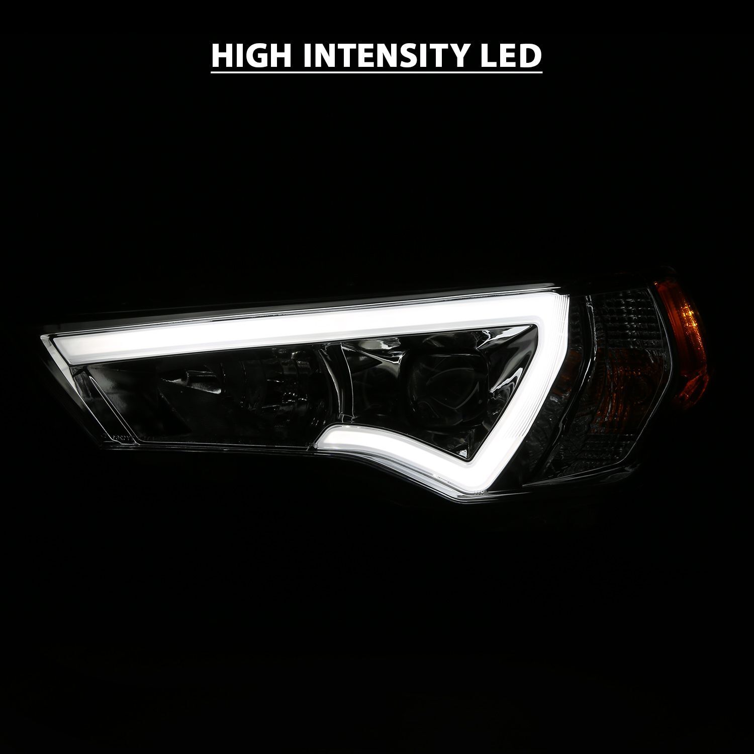 2014-2023 Toyota 4Runner Anzo Projector Headlights W/ Plank Style Switchback Chrome W/ Amber
