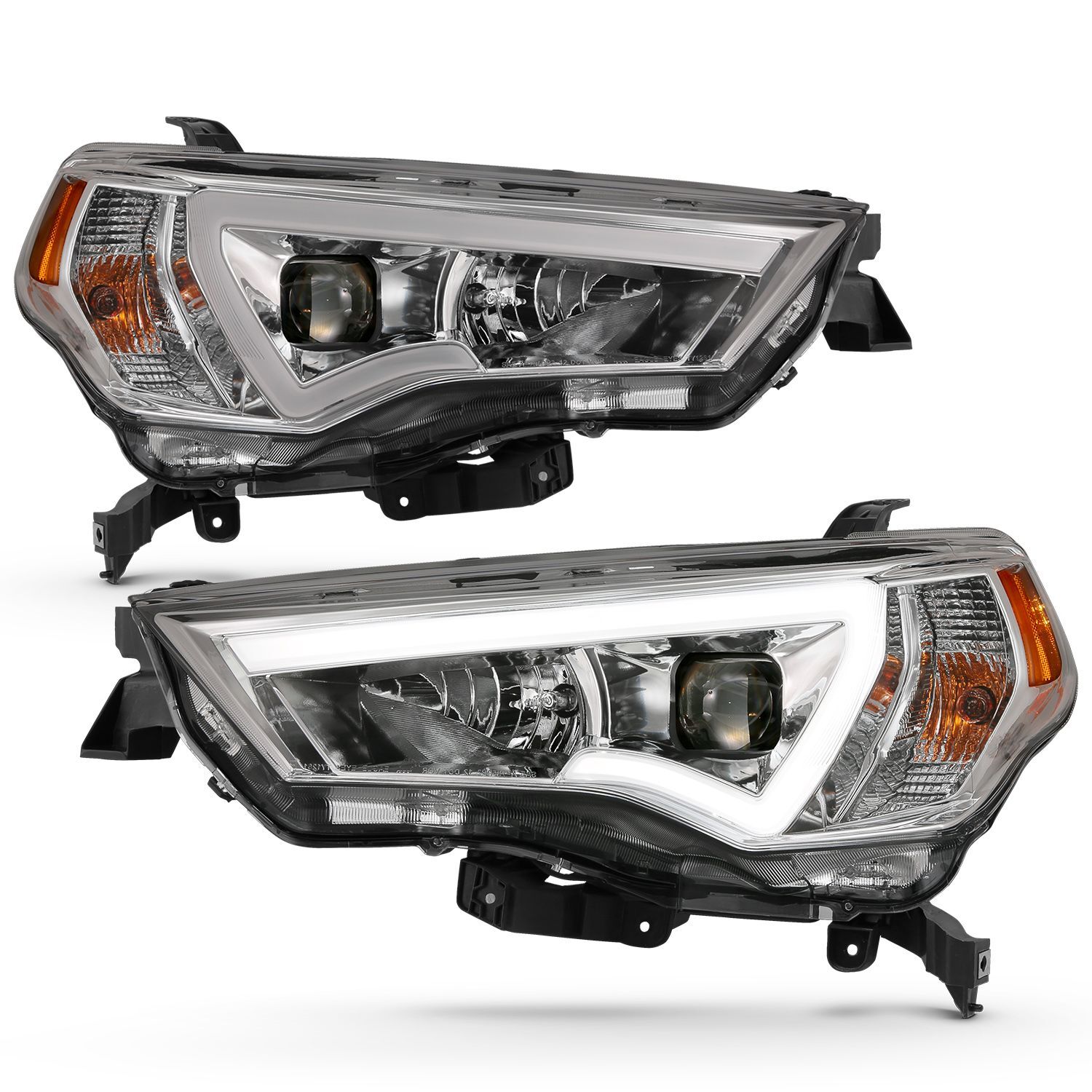 2014-2023 Toyota 4Runner Anzo Projector Headlights W/ Plank Style Switchback Chrome W/ Amber - 111417