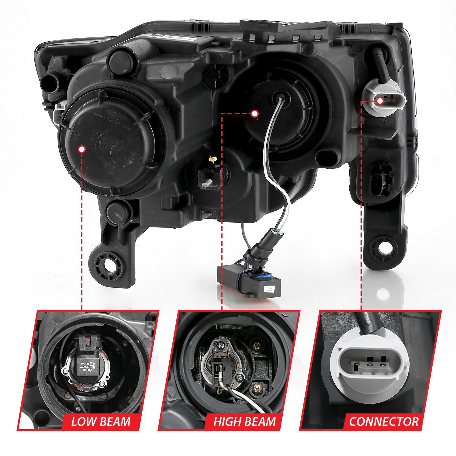 2017-2021 Jeep Grand Cherokee Anzo Projector Headlights W/ Plank Style Switchback Black W/ Amber