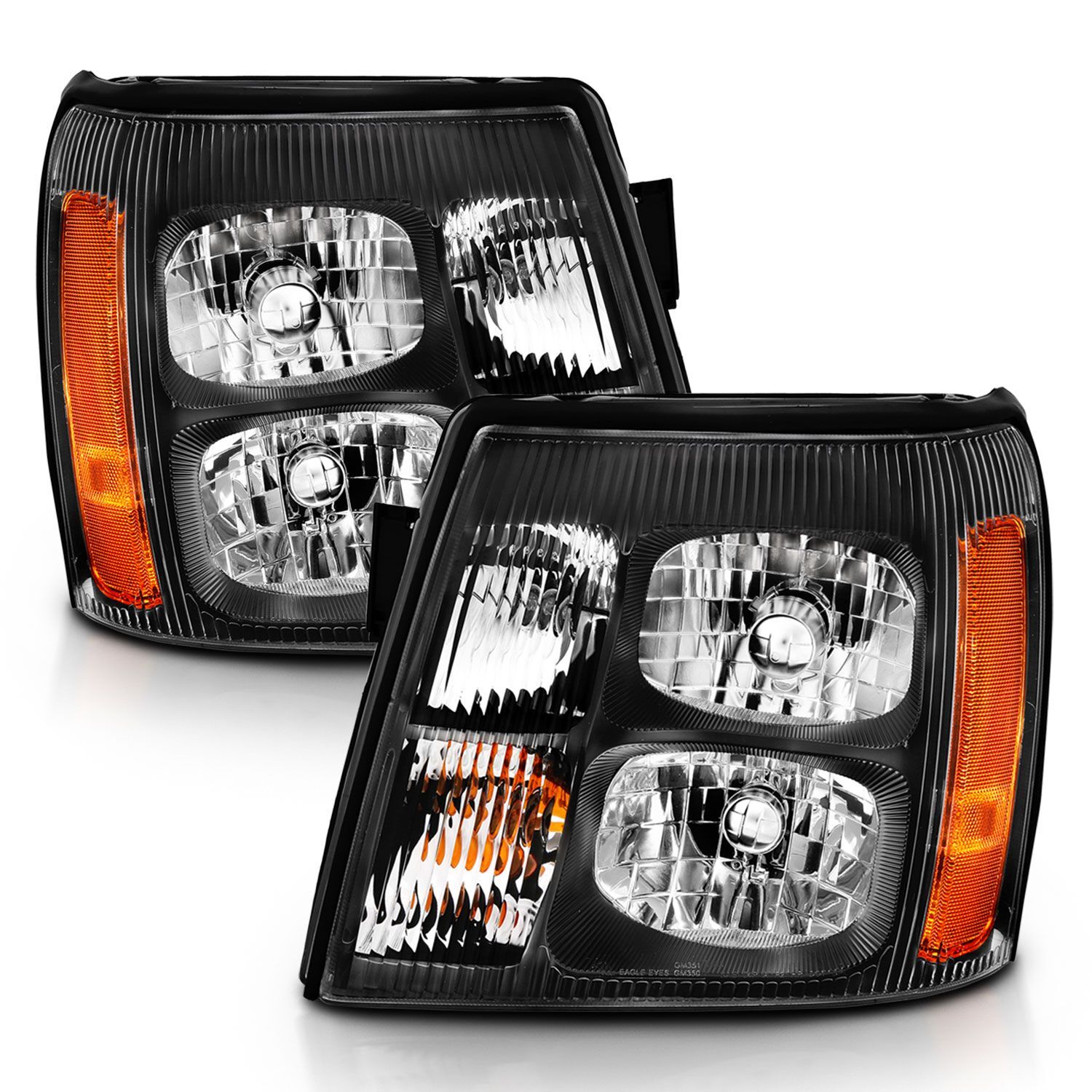 2003-2006 Cadillac Escalade Anzo Crystal Headlight Black Amber - 111423