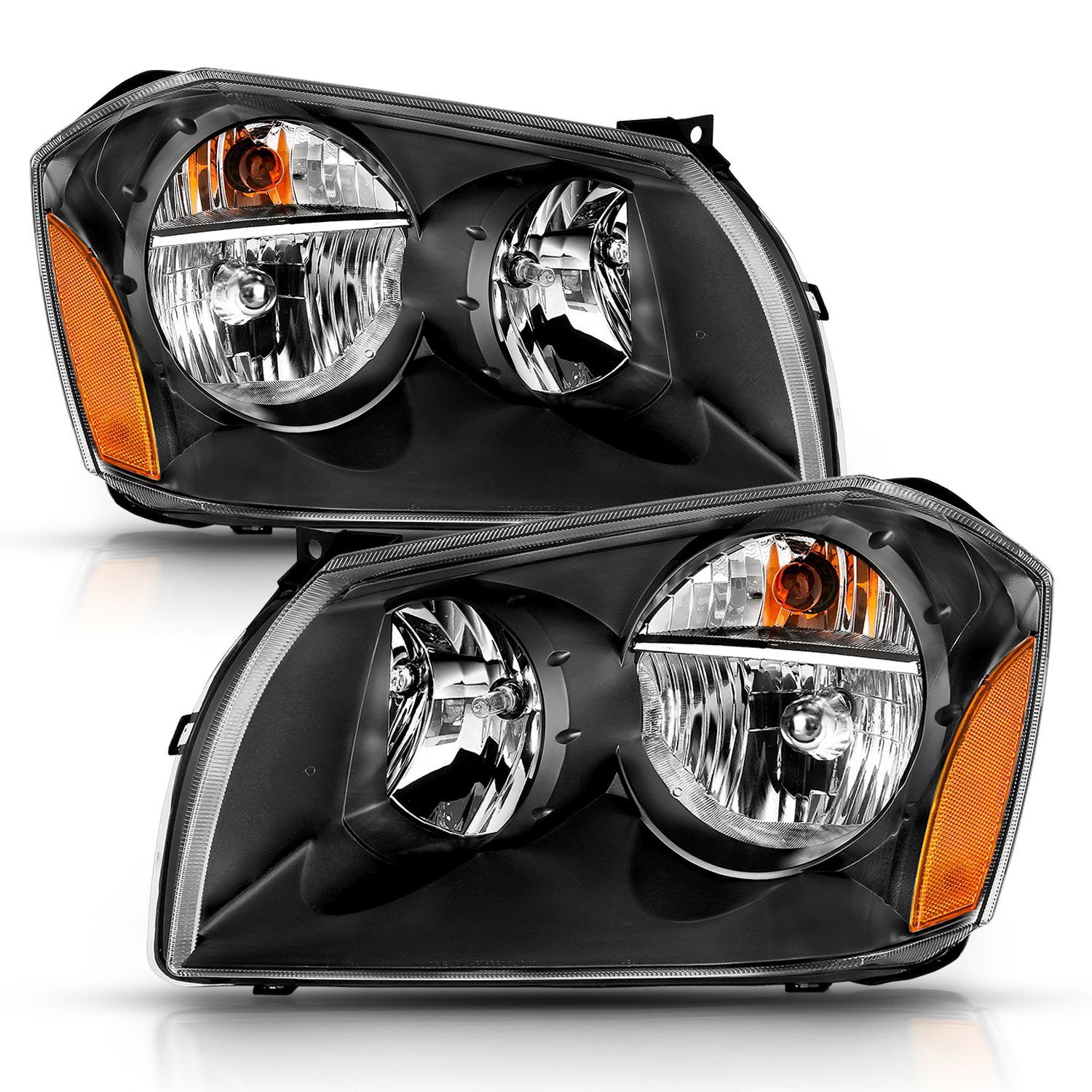 2005-2007 Dodge Magnum Anzo Crystal Headlight Black Amber - 111425