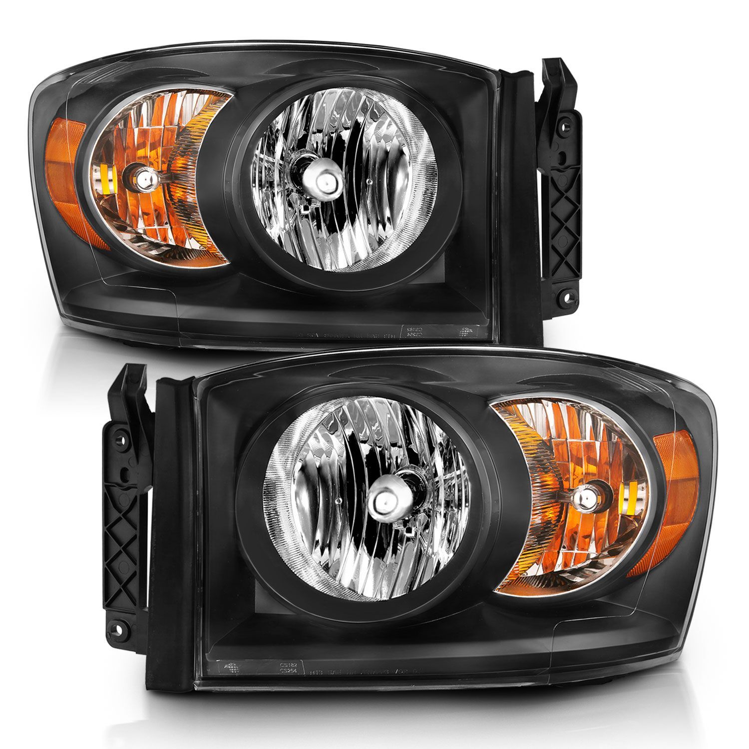 2006-2008 Dodge Ram 1500/2500/3500 Anzo Crystal Headlight Black Amber - 111427