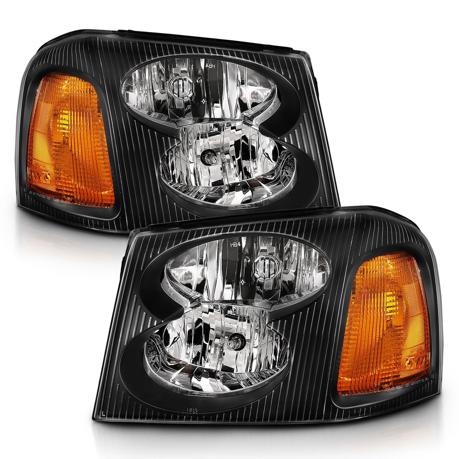 2002-2009 GMC Envoy Anzo Crystal Headlight Black Amber - 111429