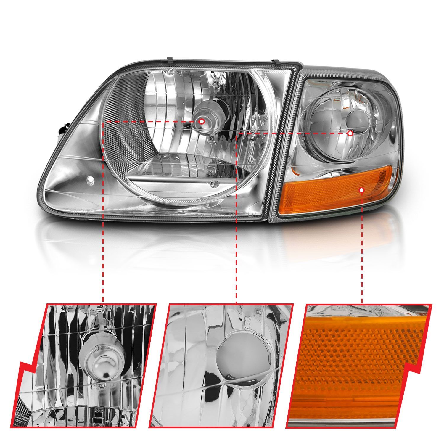 1997-2003 Ford F-150 Anzo Crystal Headlight G2 Clear With Parking Light