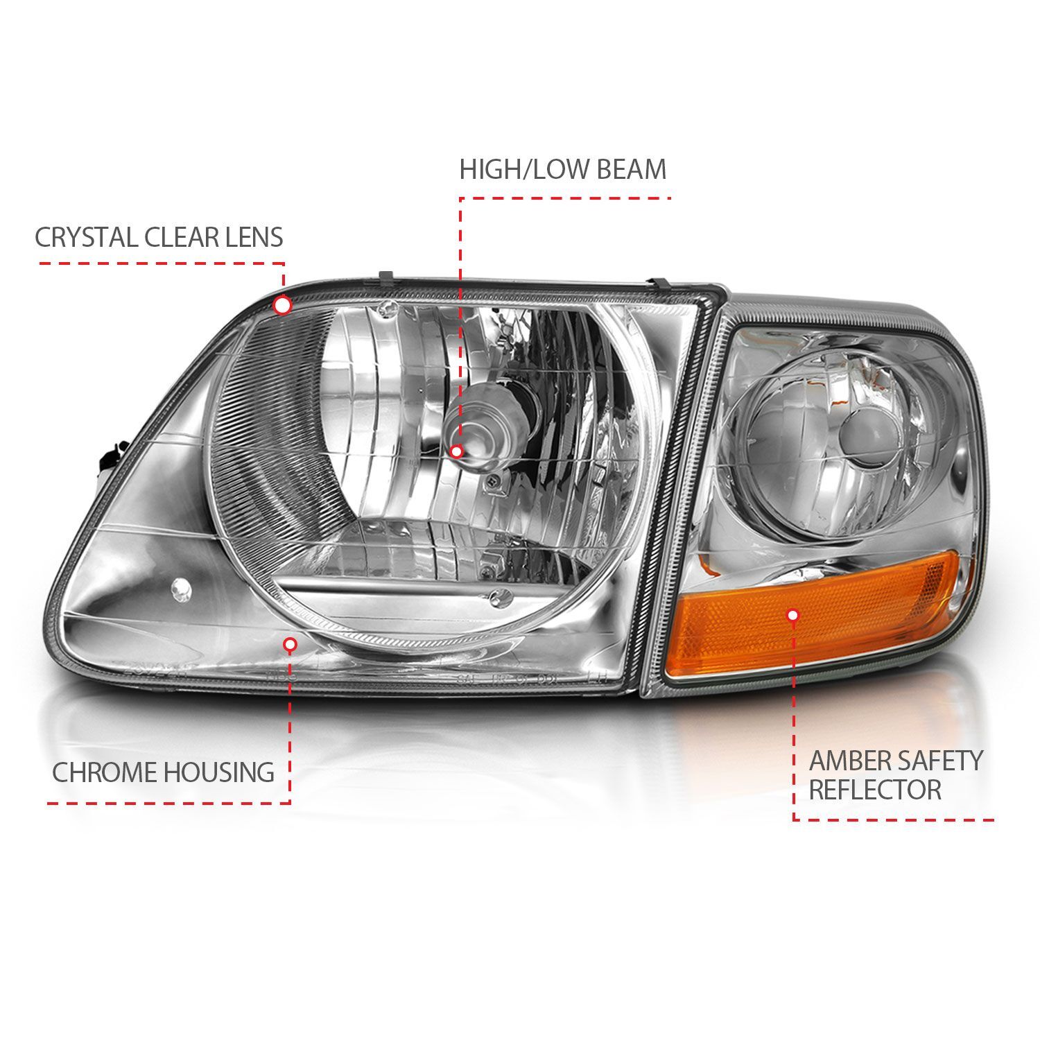 1997-2003 Ford F-150 Anzo Crystal Headlight G2 Clear With Parking Light