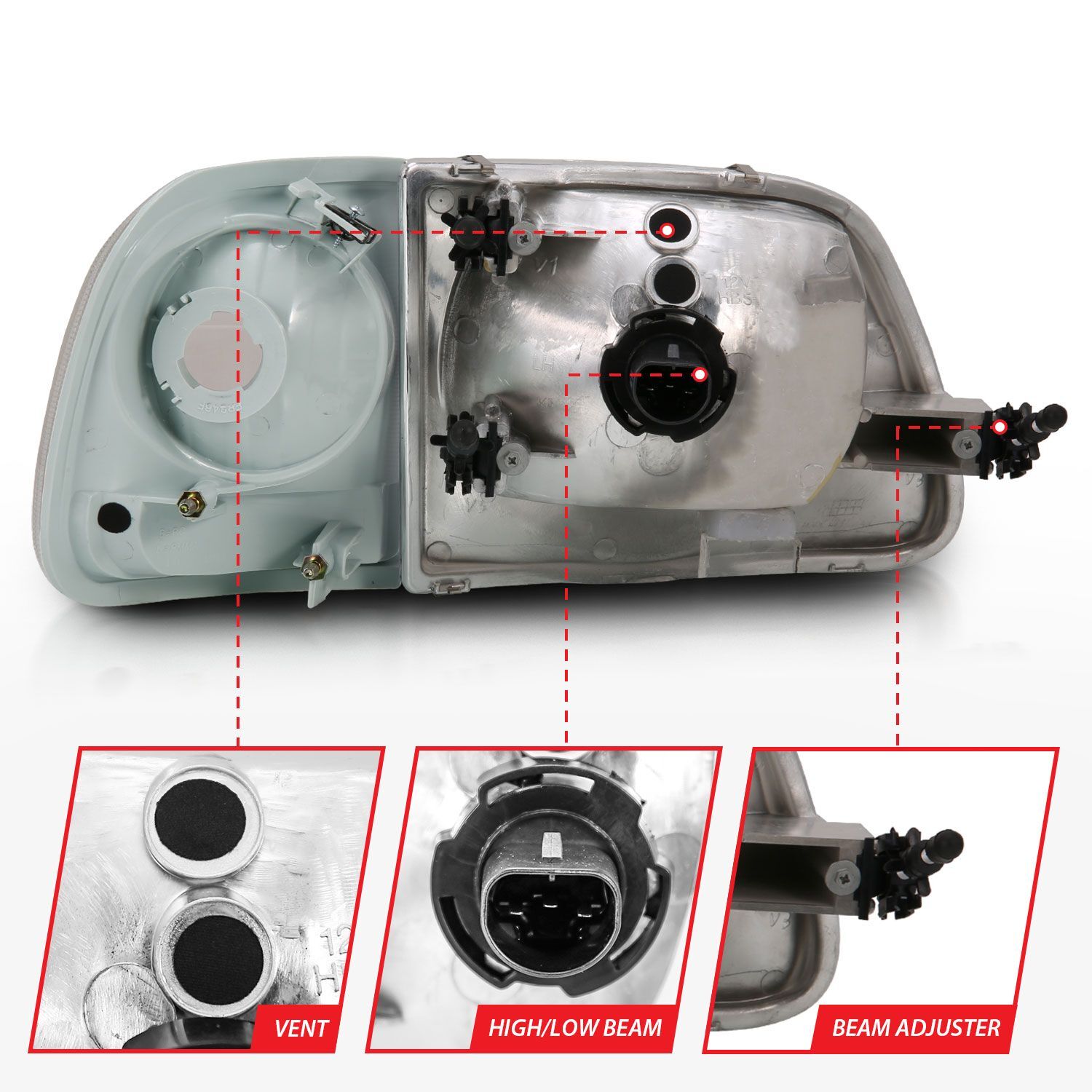 1997-2003 Ford F-150 Anzo Crystal Headlight G2 Clear With Parking Light
