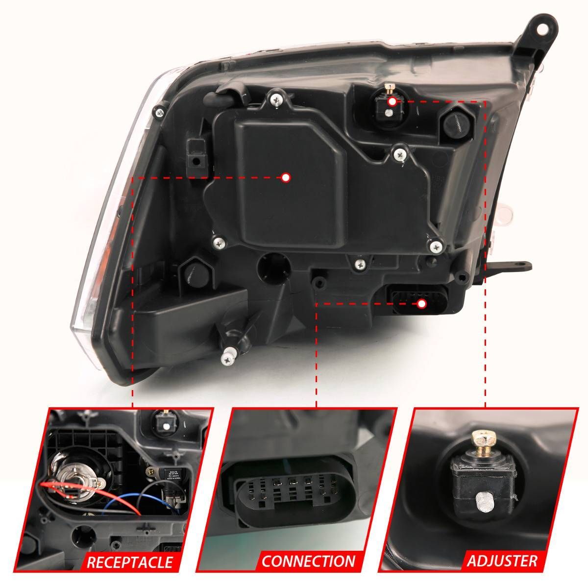 2009-2018 Dodge Ram 1500/2500/3500 Anzo Projector Plank Style Switchback H.L Halo Black Amber (Oe Style)