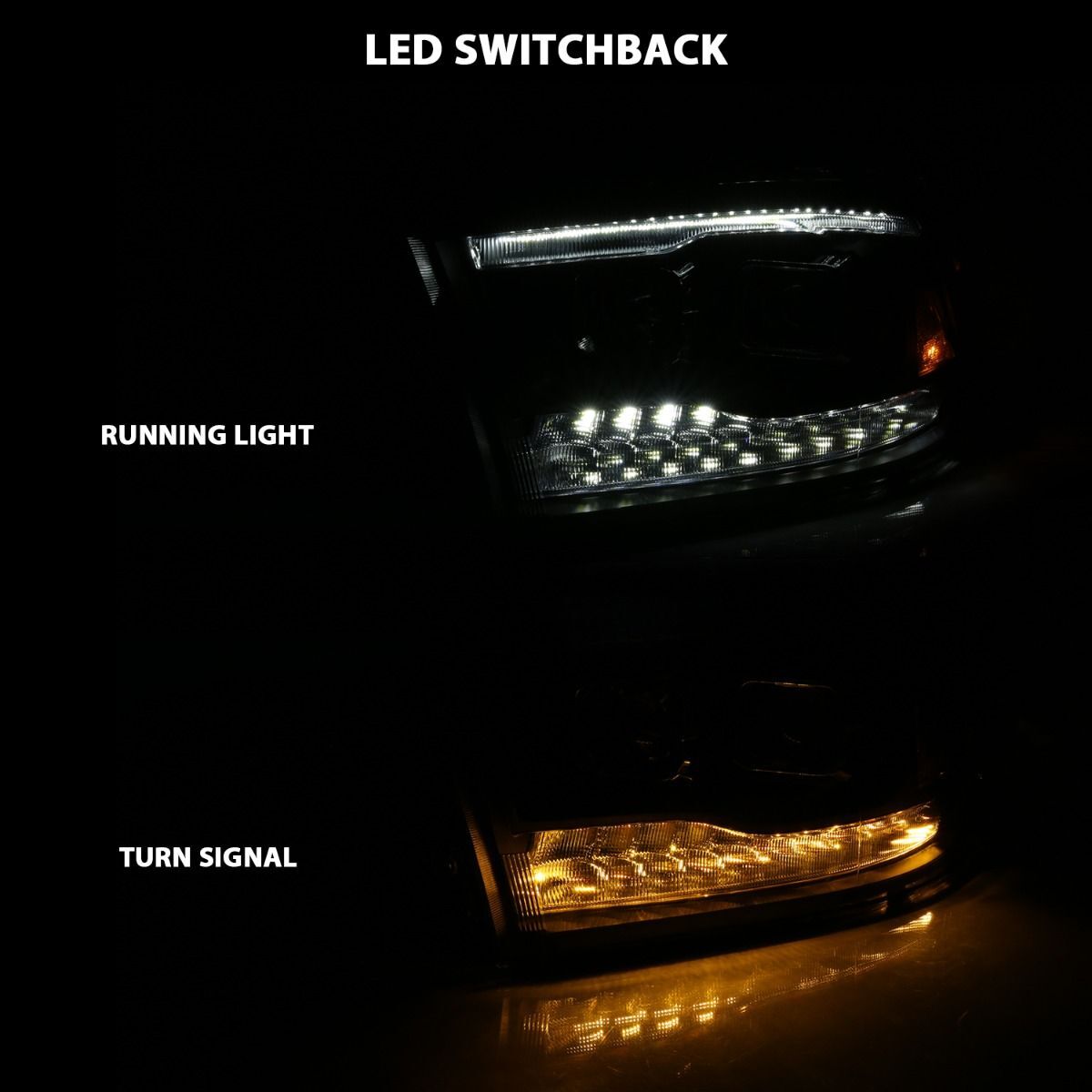 2009-2018 Dodge Ram 1500/2500/3500 Anzo Projector H.L. Switchback Black Amber