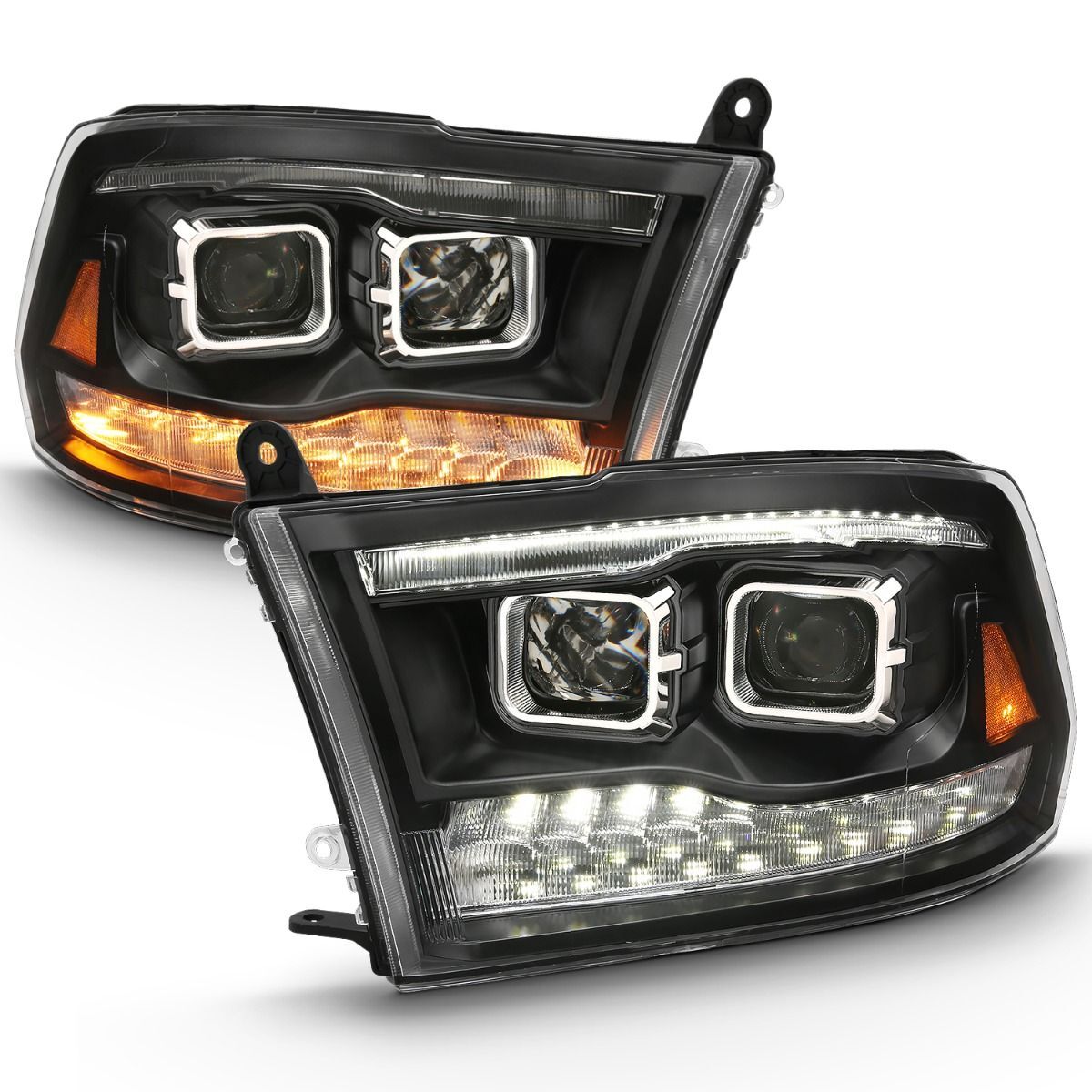 2009-2018 Dodge Ram 1500/2500/3500 Anzo Projector H.L. Switchback Black Amber - 111441