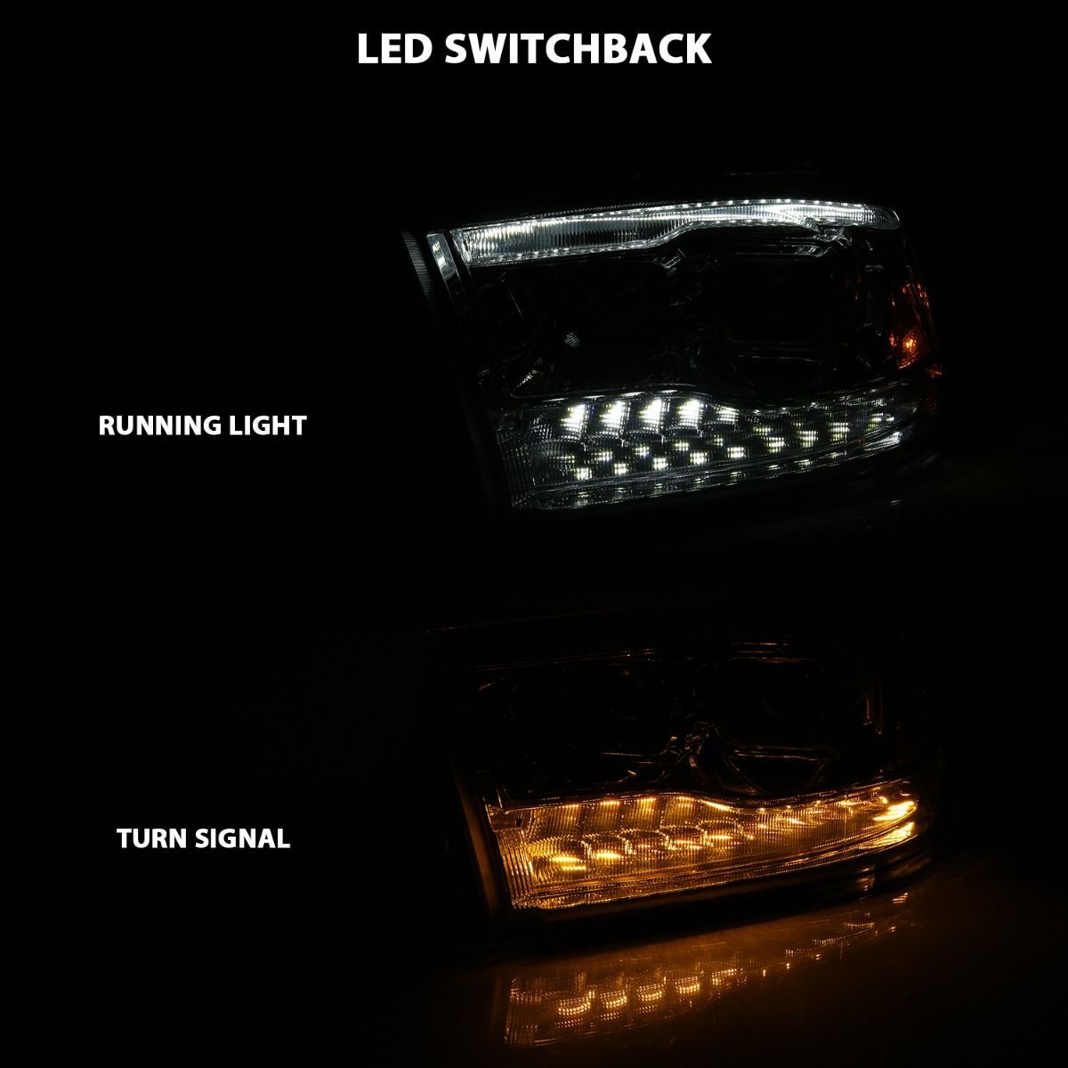 2009-2018 Dodge Ram 1500/2500/3500 Anzo Projector H.L. Switchback Chrome Amber