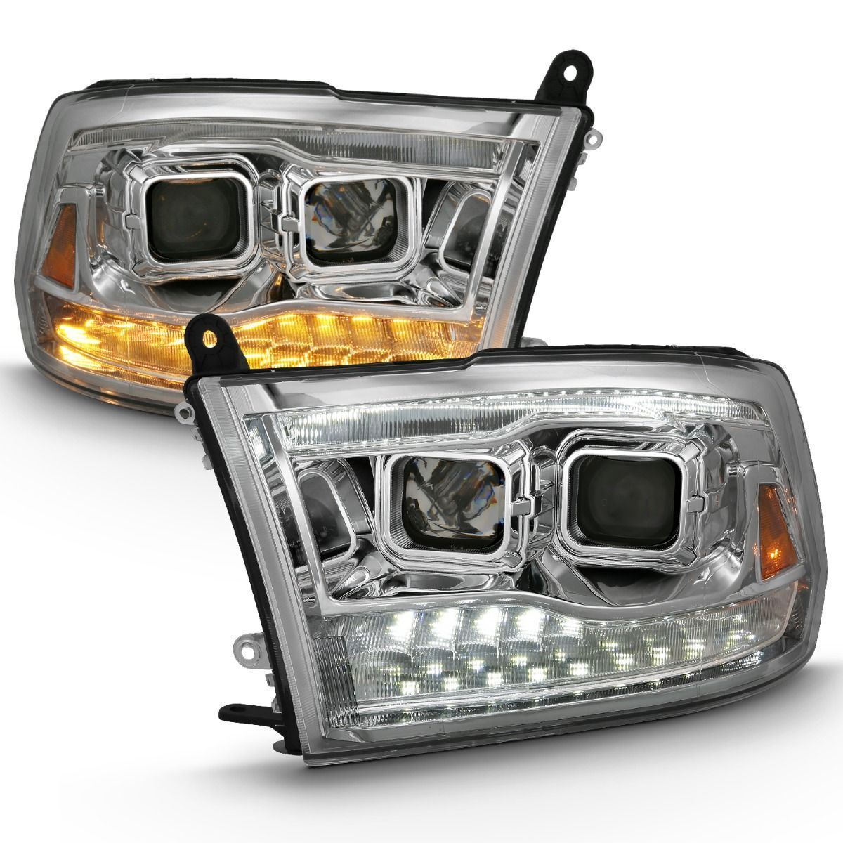 2009-2018 Dodge Ram 1500/2500/3500 Anzo Projector H.L. Switchback Chrome Amber - 111442