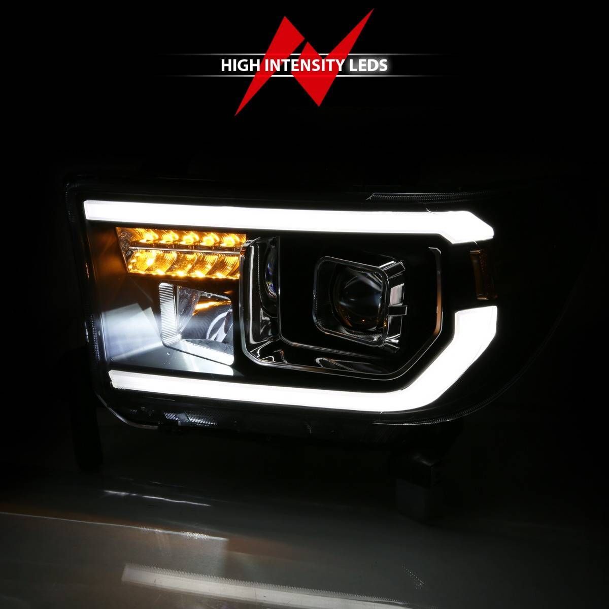 2008-2017 Toyota Sequoia/Tundra Anzo Projector Light Bar H.L Black Amber(LED High Beam) (Halogen Bulb Version)