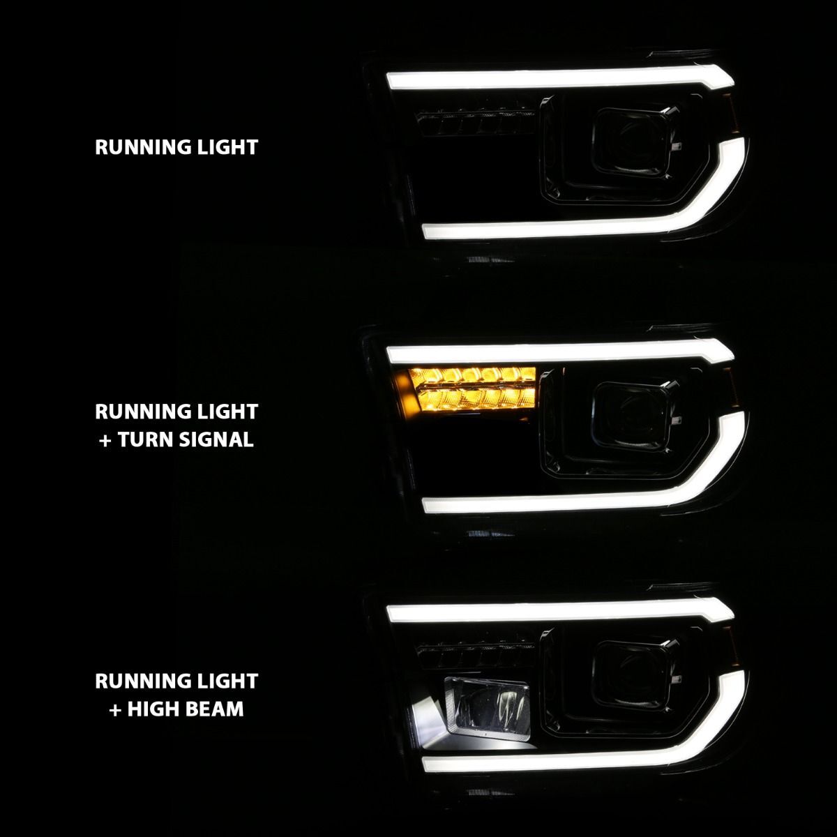 2008-2017 Toyota Sequoia/Tundra Anzo Projector Light Bar H.L Black Amber(LED High Beam) (Halogen Bulb Version)