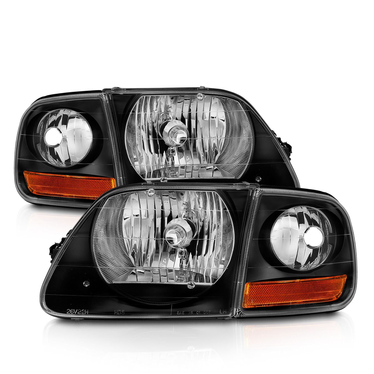 1997-2003 Ford F-150 Anzo Crystal Headlight Black W/ Parking Light - 111460
