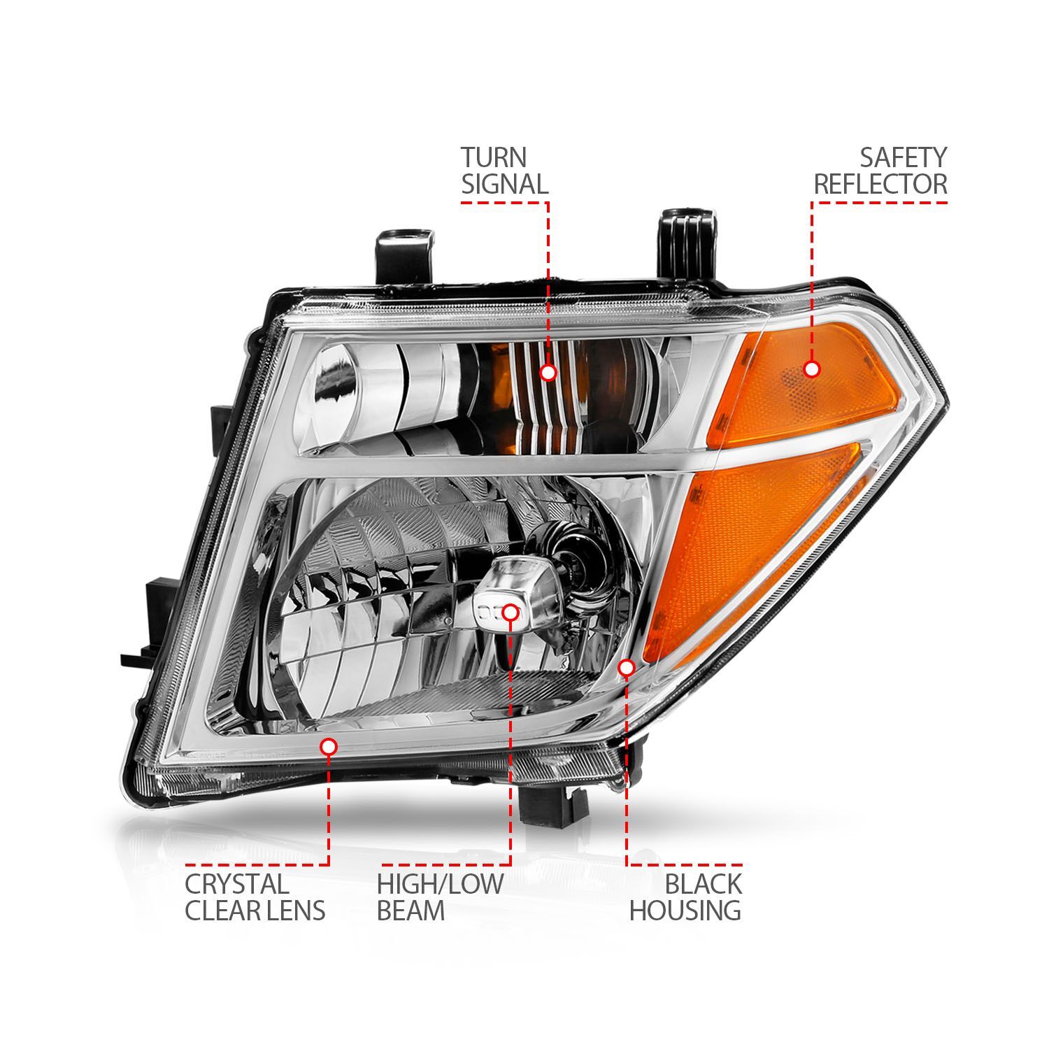 2005-2008 Nissan Frontier/Pathfinder Anzo Crystal Headlight Chrome Amber