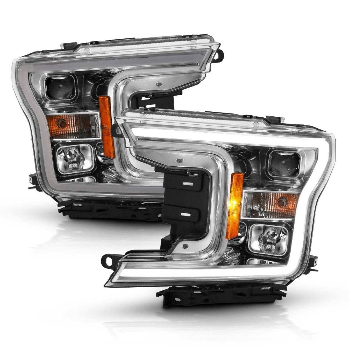 2018-2020 Ford F-150 Anzo Projector Plank Style H.L. Chrome Amber (Without Switchback) - 111468