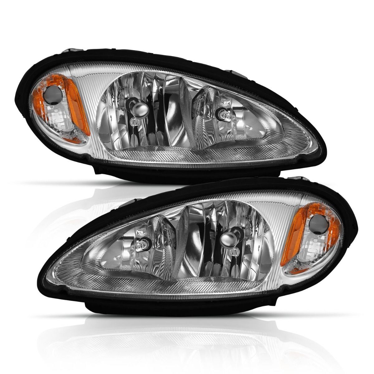 2001-2005 Chrysler PT Cruiser Anzo Crystal Headlight Chrome Amber (Oe) - 111472