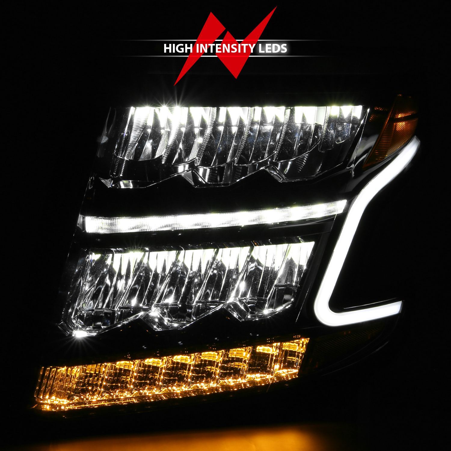 2015-2020 Chevrolet Suburban/Tahoe Anzo LED Headlight Plank Style Black Clear W/Sequential Amber