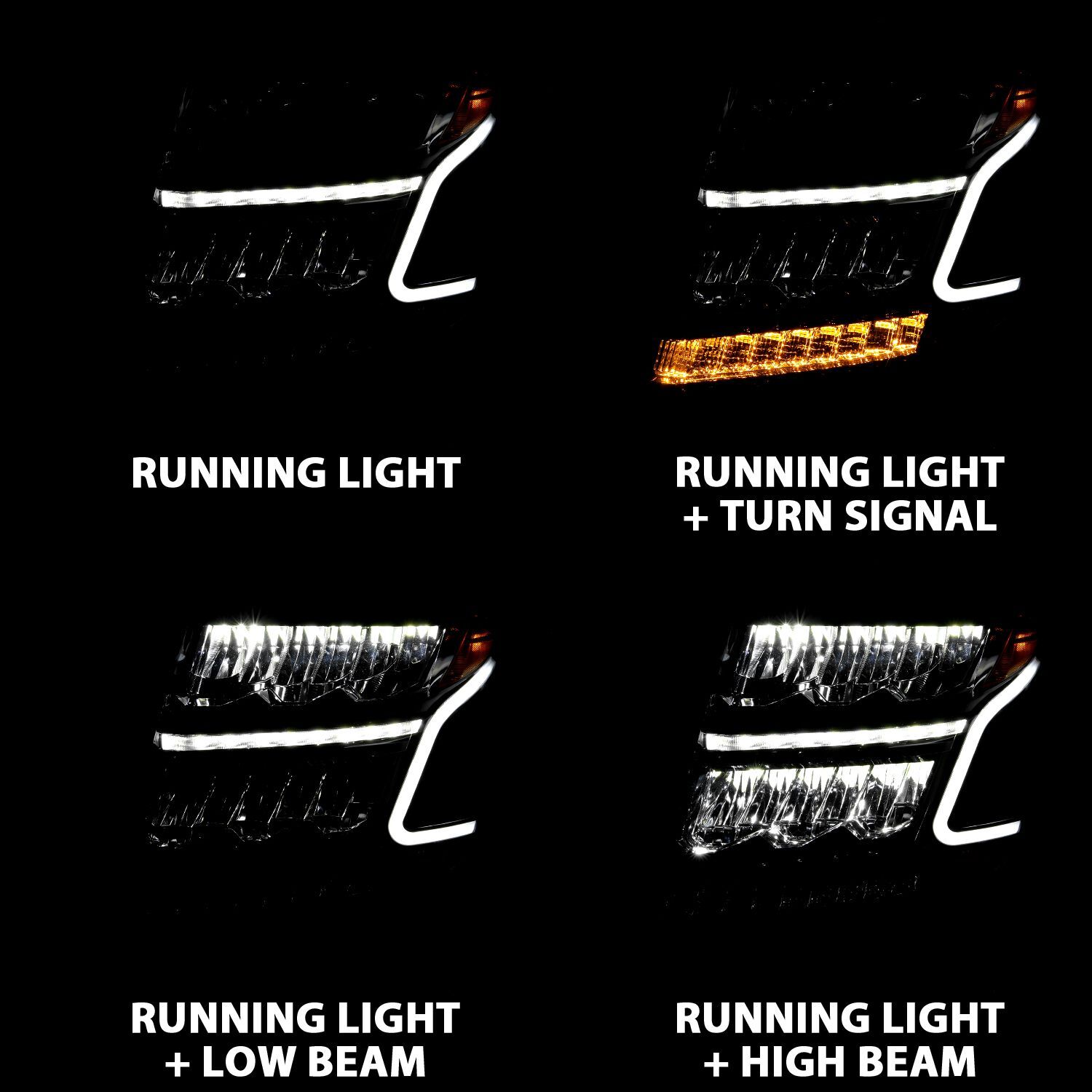 2015-2020 Chevrolet Suburban/Tahoe Anzo LED Headlight Plank Style Black Clear W/Sequential Amber