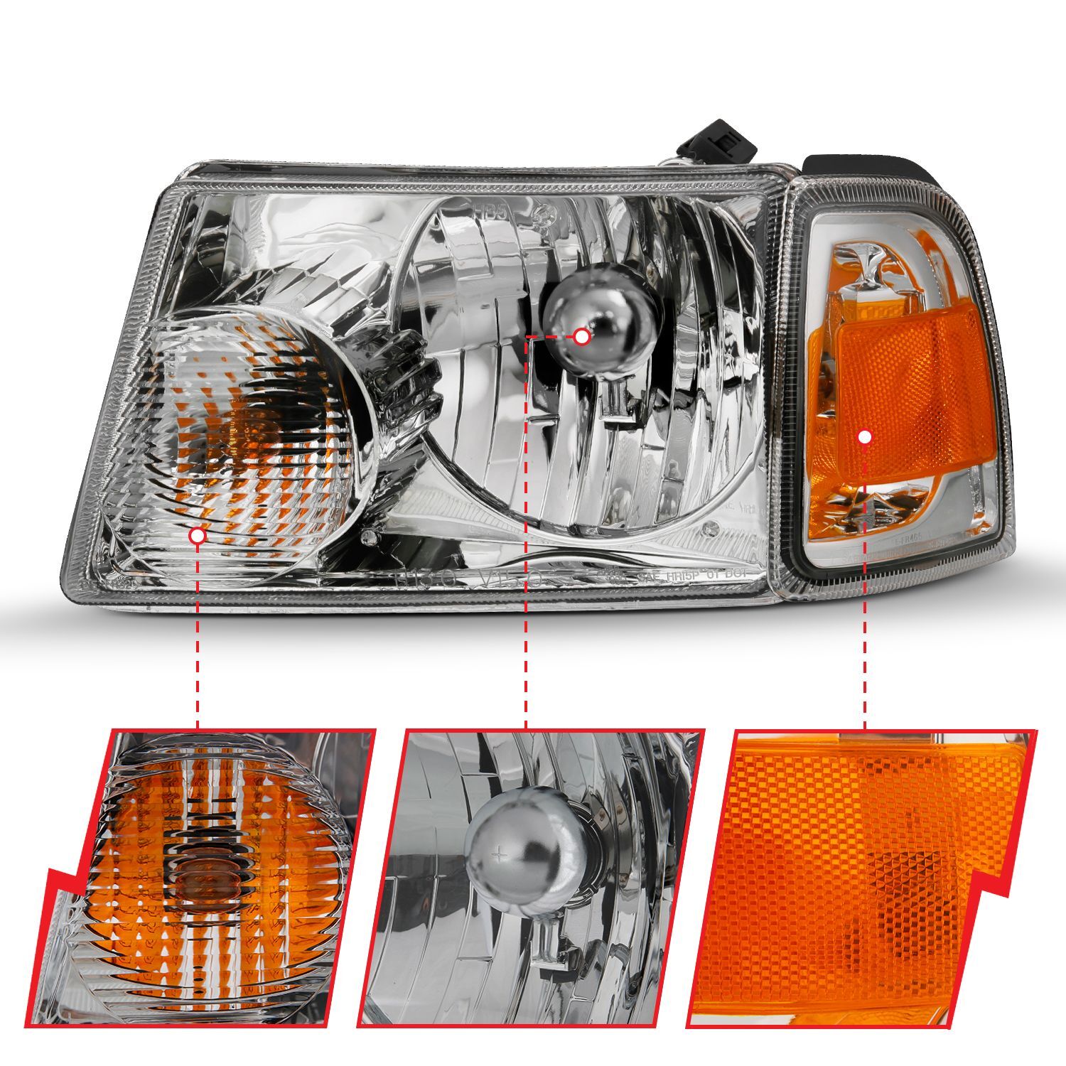 2001-2011 Ford Ranger Anzo Crystal Headlight Chrome W/Corner Lights