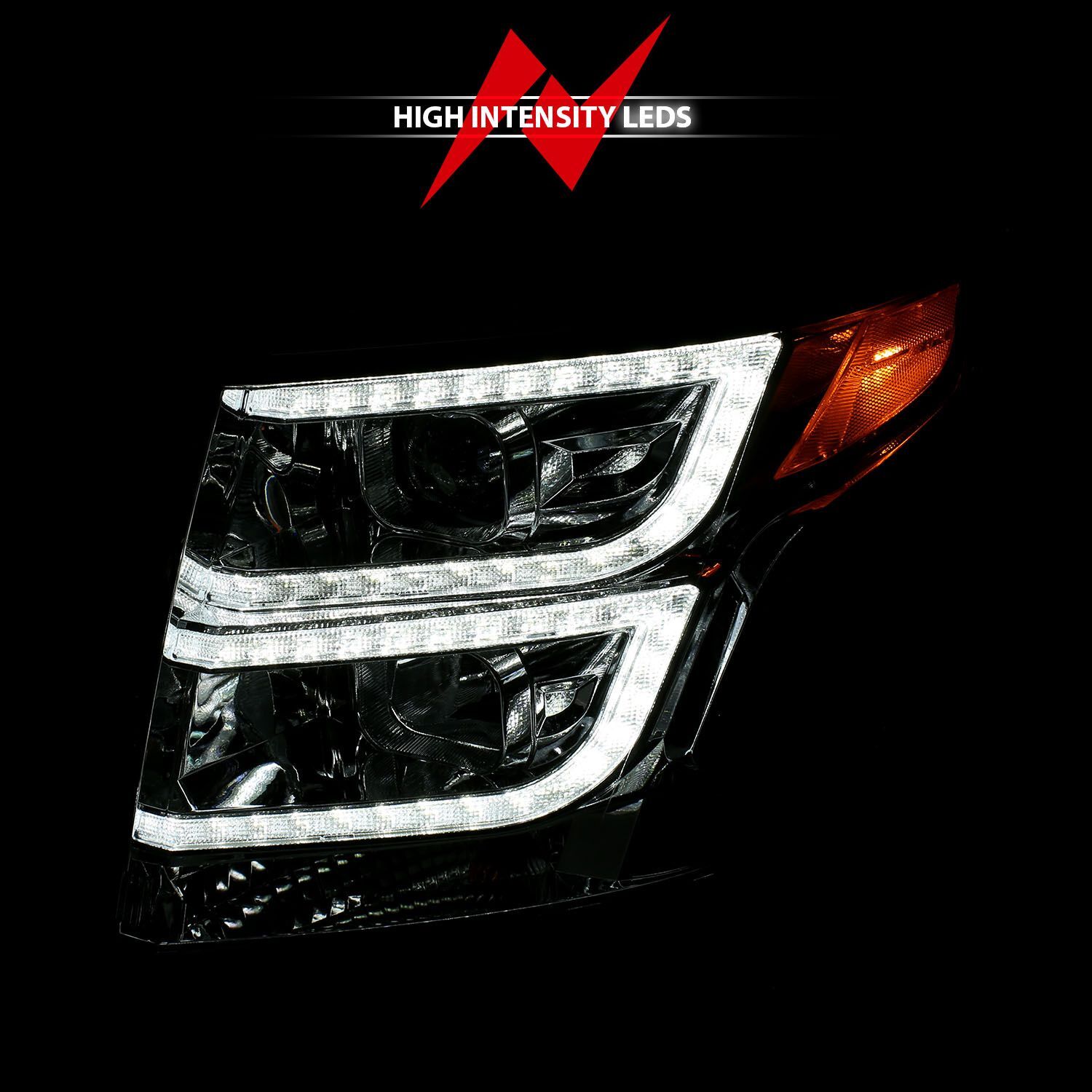 2015-2020 Chevrolet Suburban/Tahoe Anzo Projector Headlights Plank Style Chrome W/DRL