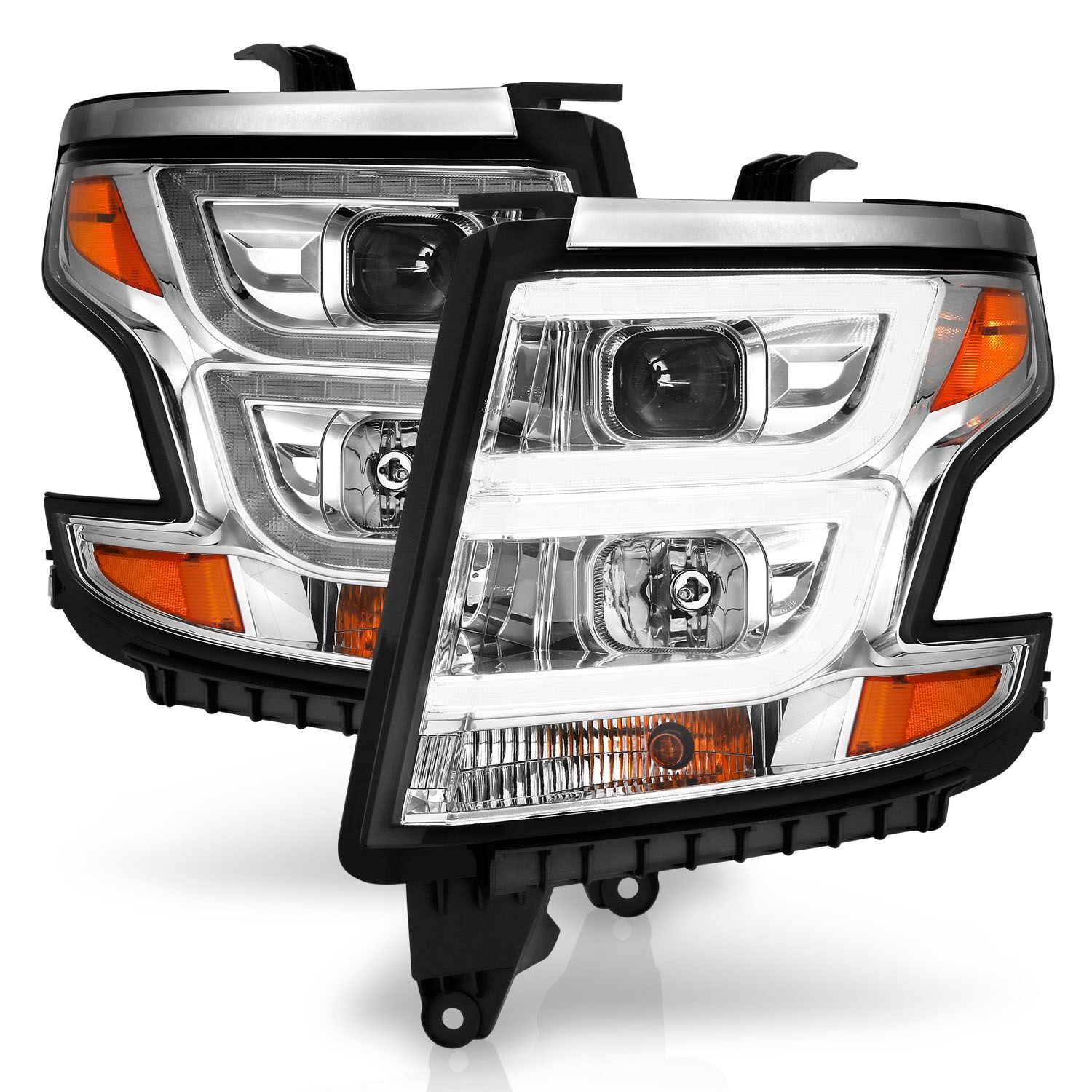 2015-2020 Chevrolet Suburban/Tahoe Anzo Projector Headlights Plank Style Chrome W/DRL - 111493